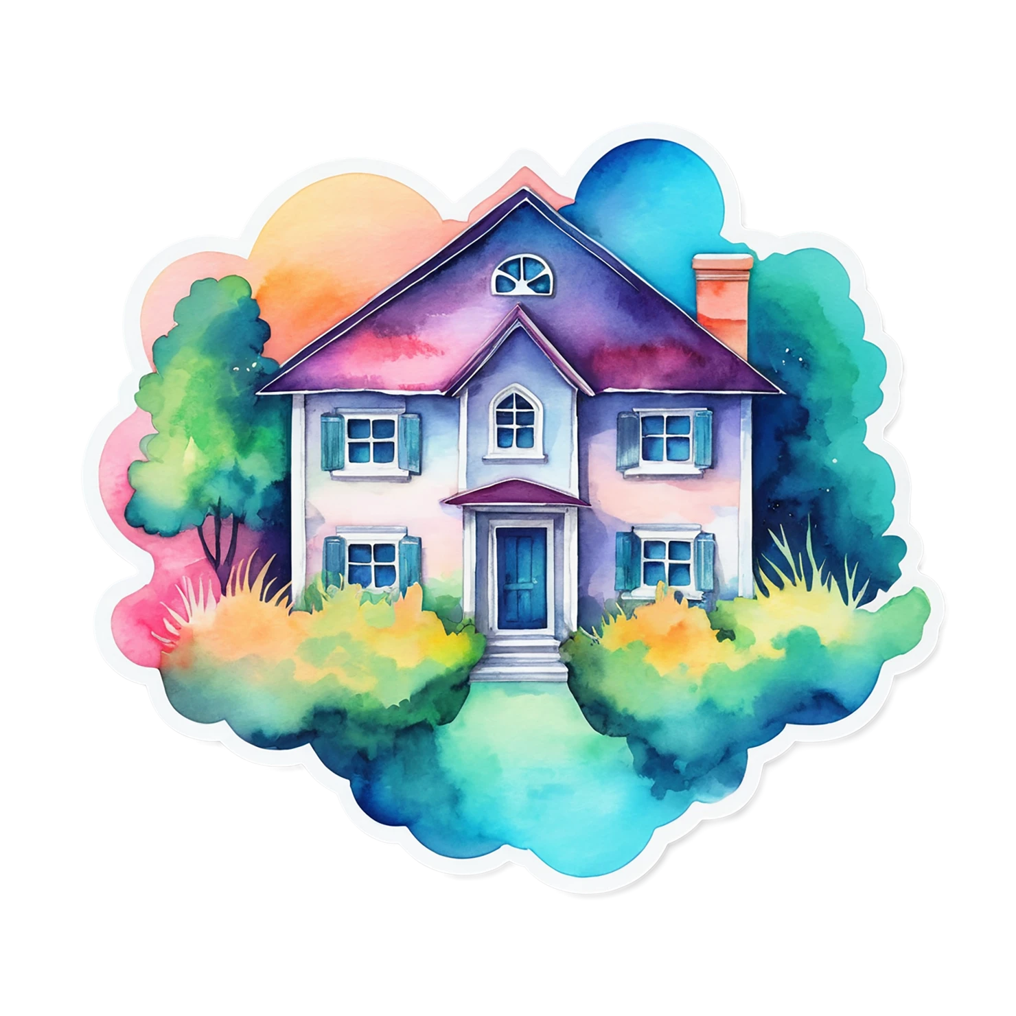 House watercolor sticker isolated on transparent background #19374