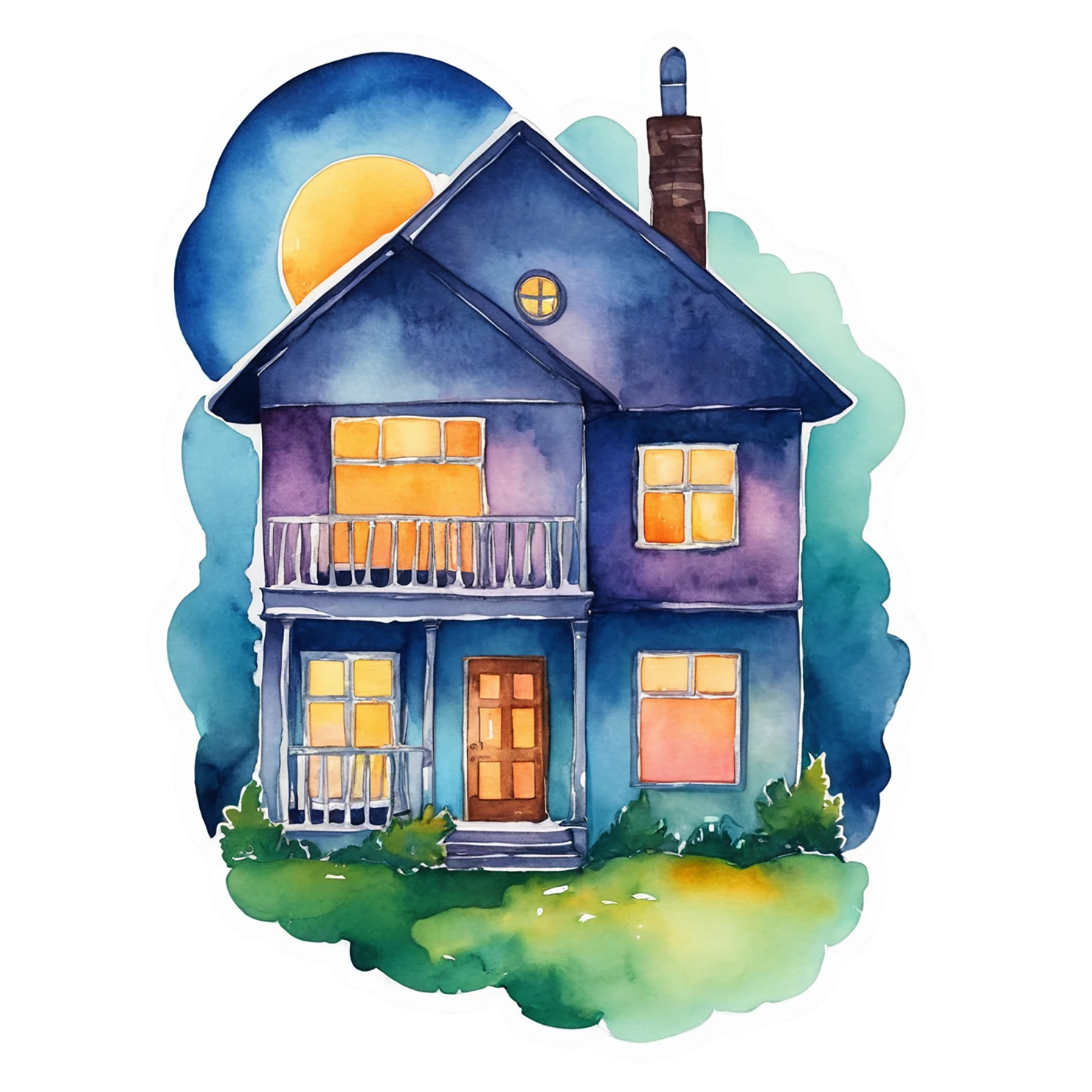 House watercolor sticker isolated on transparent background #19376