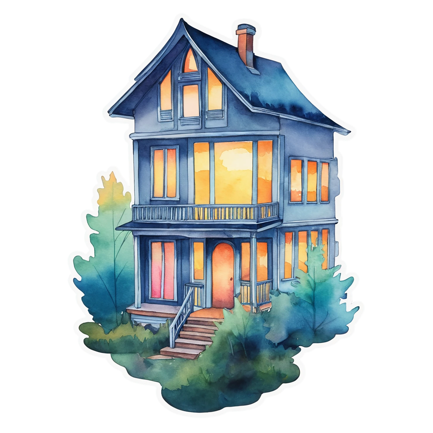House watercolor sticker isolated on transparent background #19377