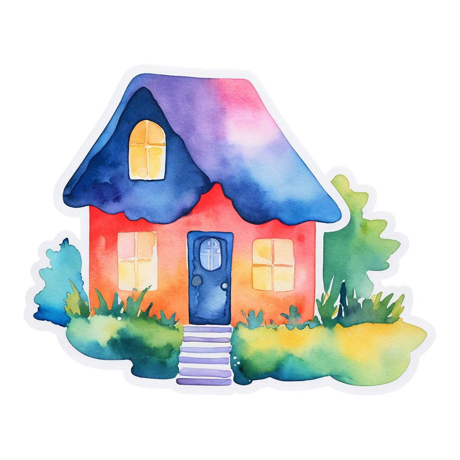 House watercolor sticker isolated on transparent background #19378