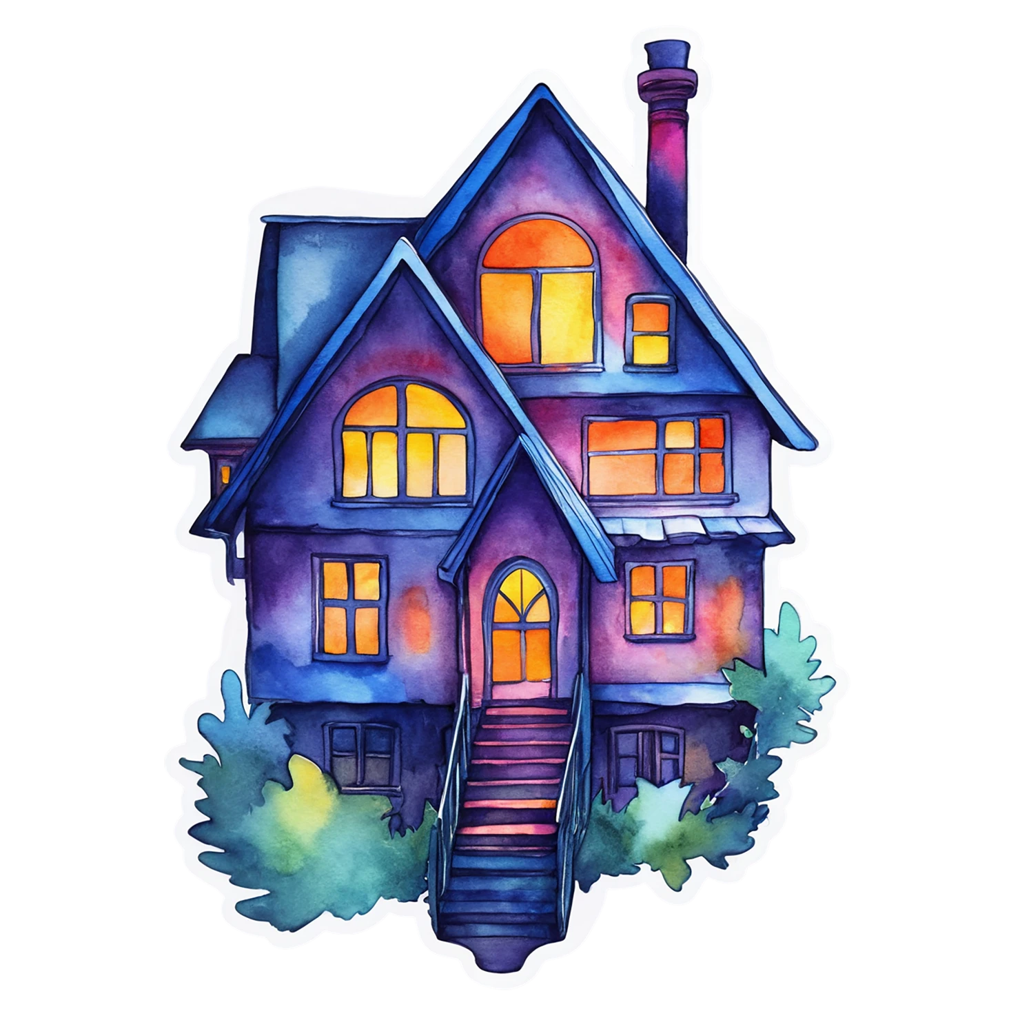 House watercolor sticker isolated on transparent background #19381