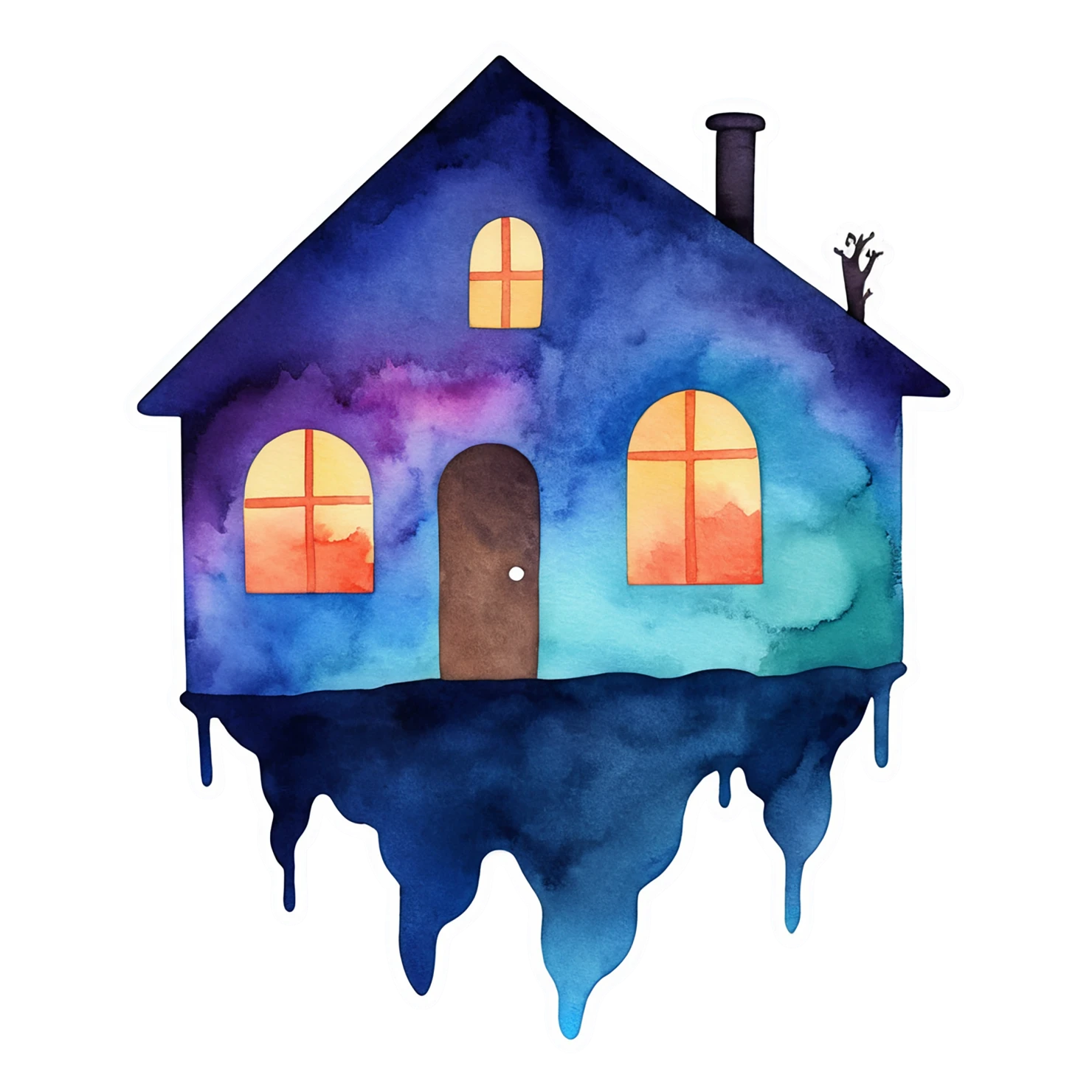 House watercolor sticker isolated on transparent background #19382