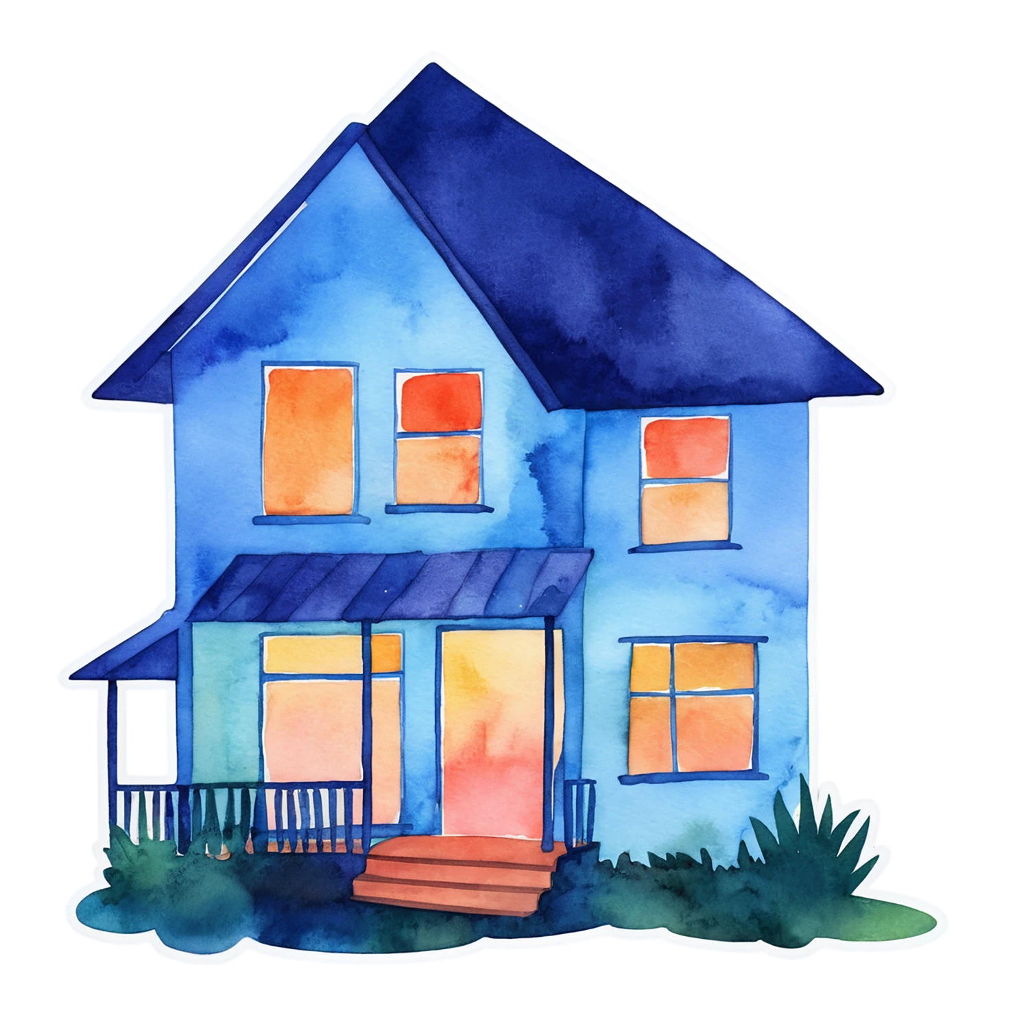 House watercolor sticker isolated on transparent background #19383