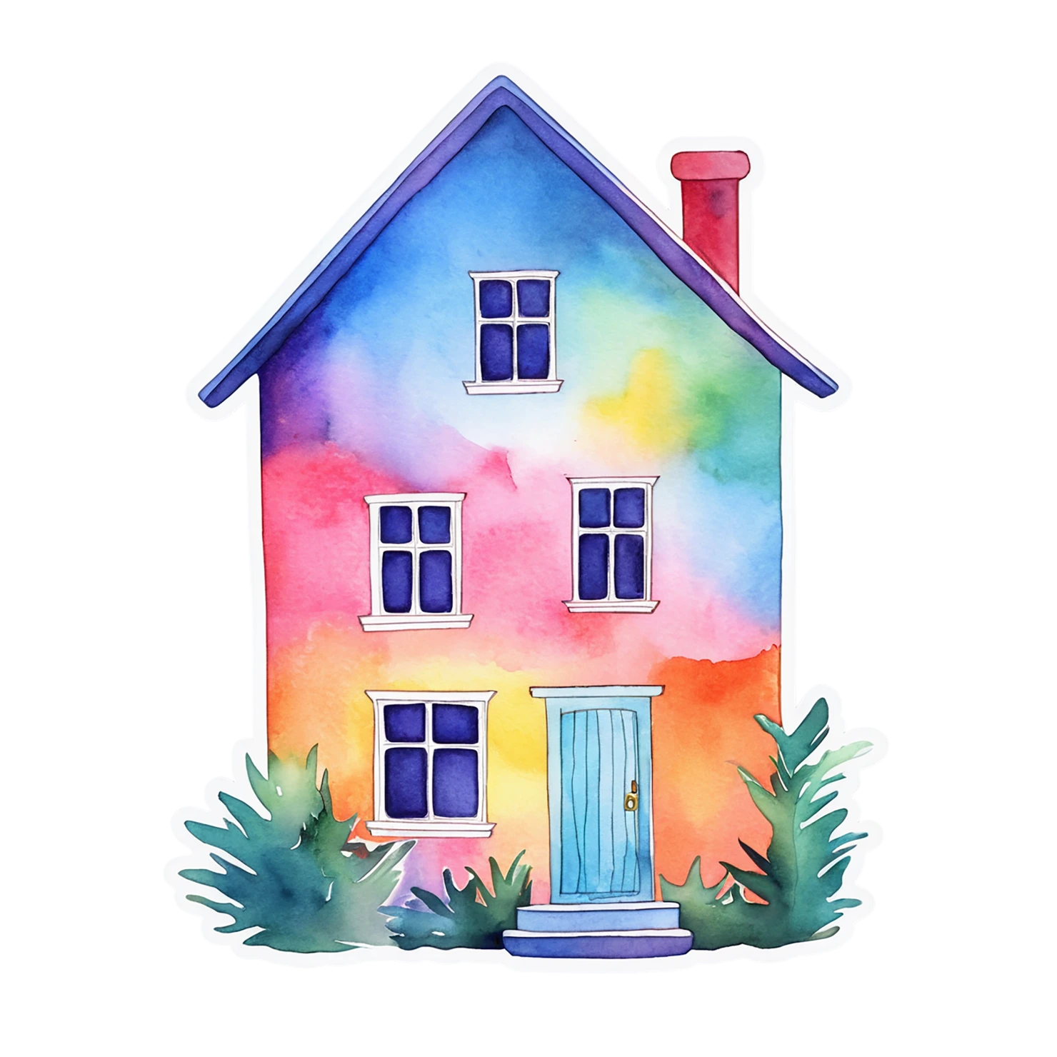 House watercolor sticker isolated on transparent background #19384