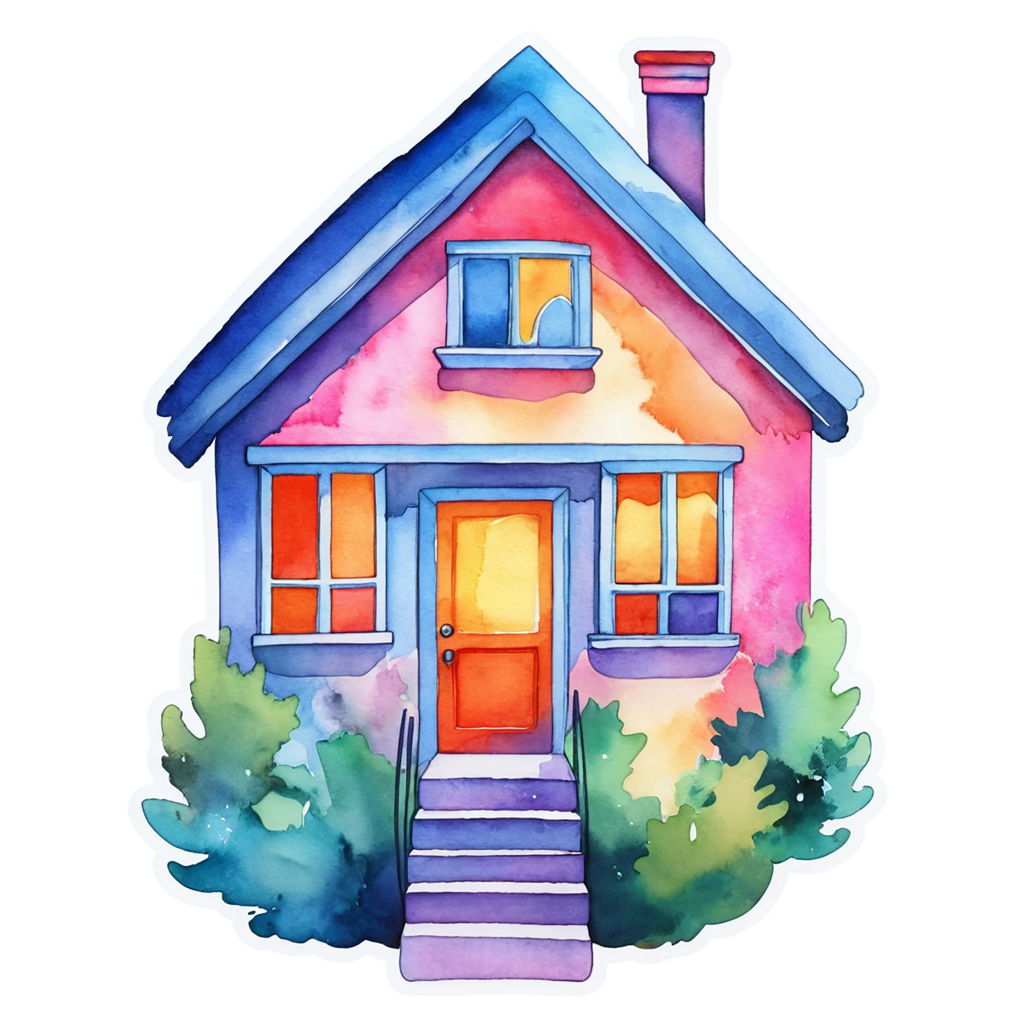 House watercolor sticker isolated on transparent background #19385