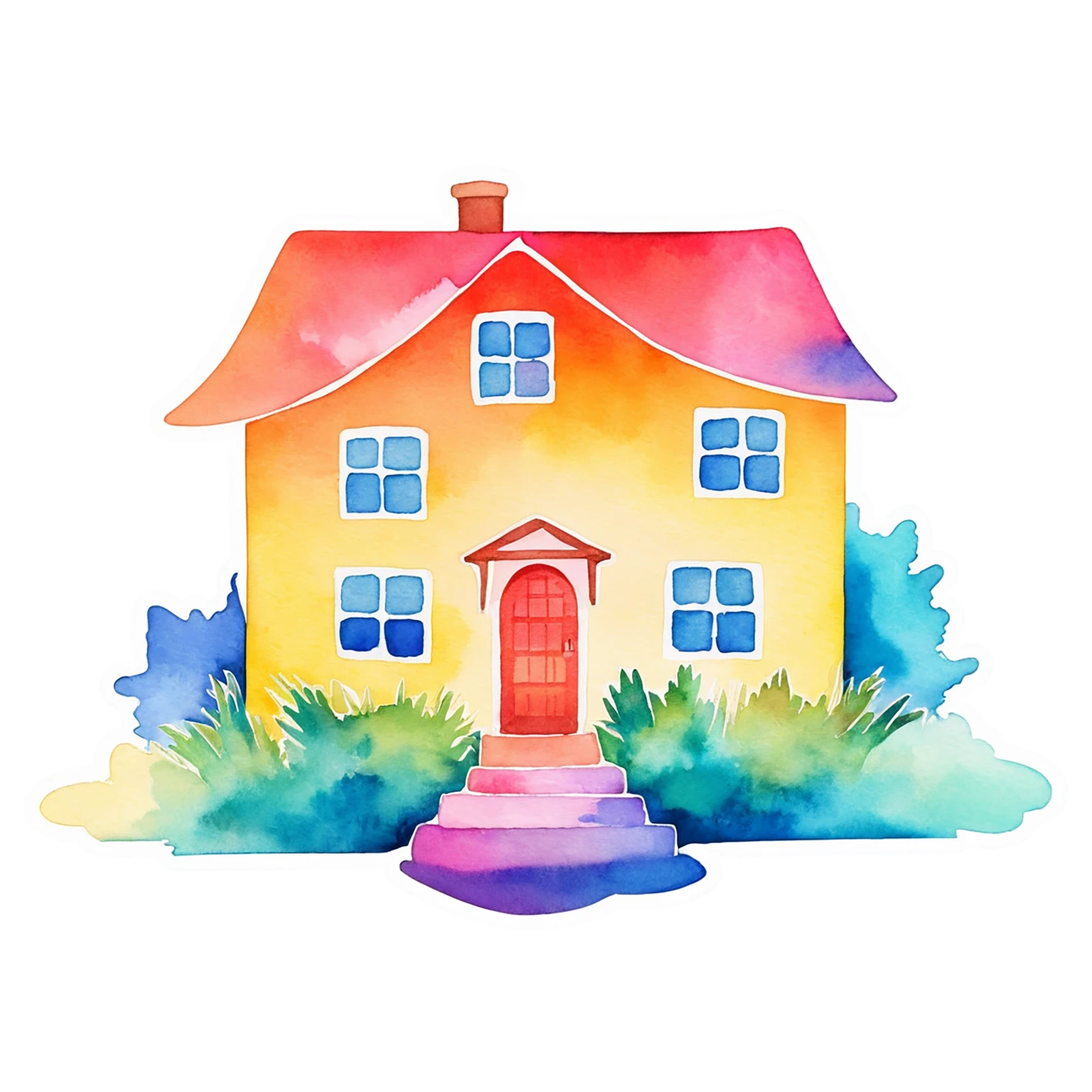 House watercolor sticker isolated on transparent background #19389