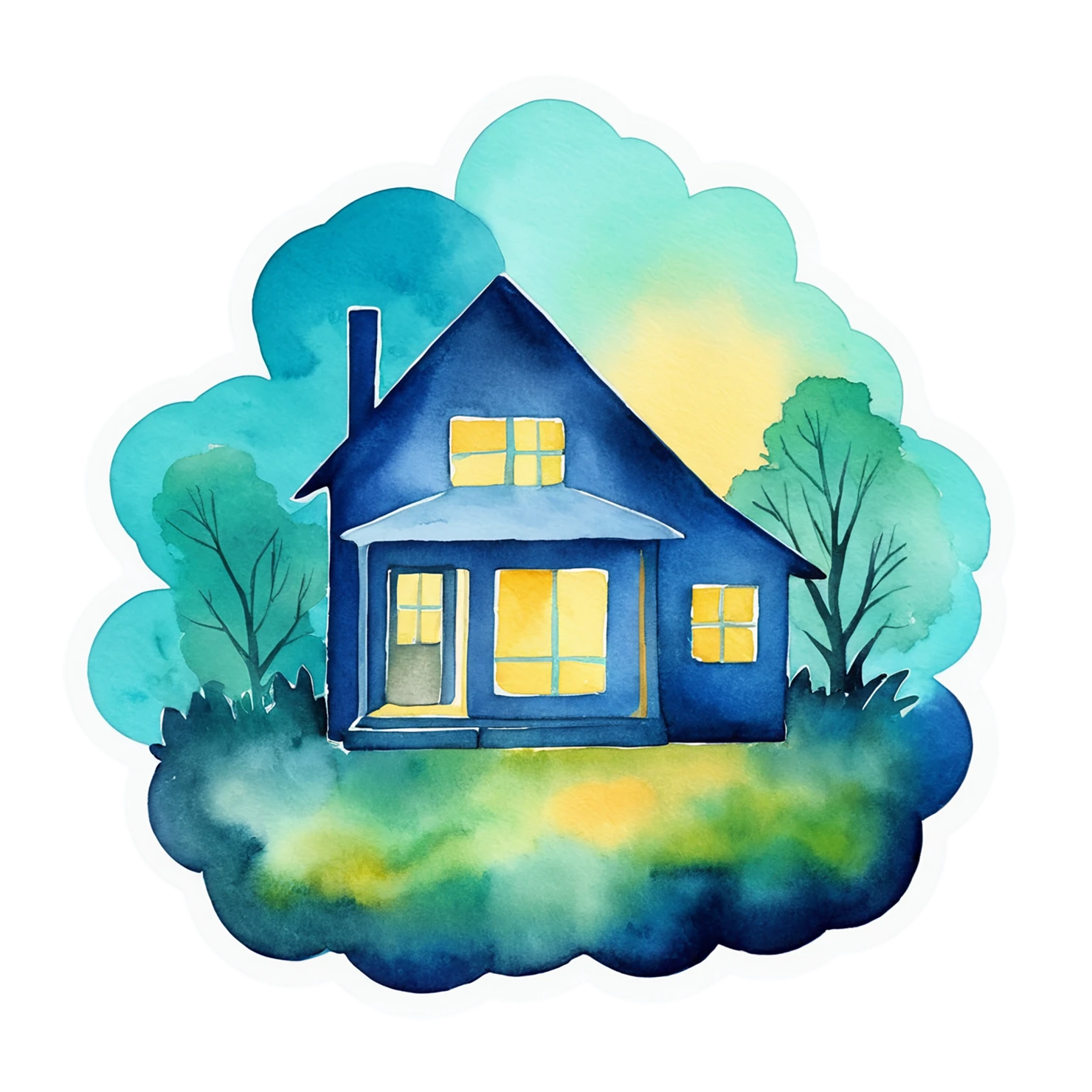 House watercolor sticker isolated on transparent background #19393