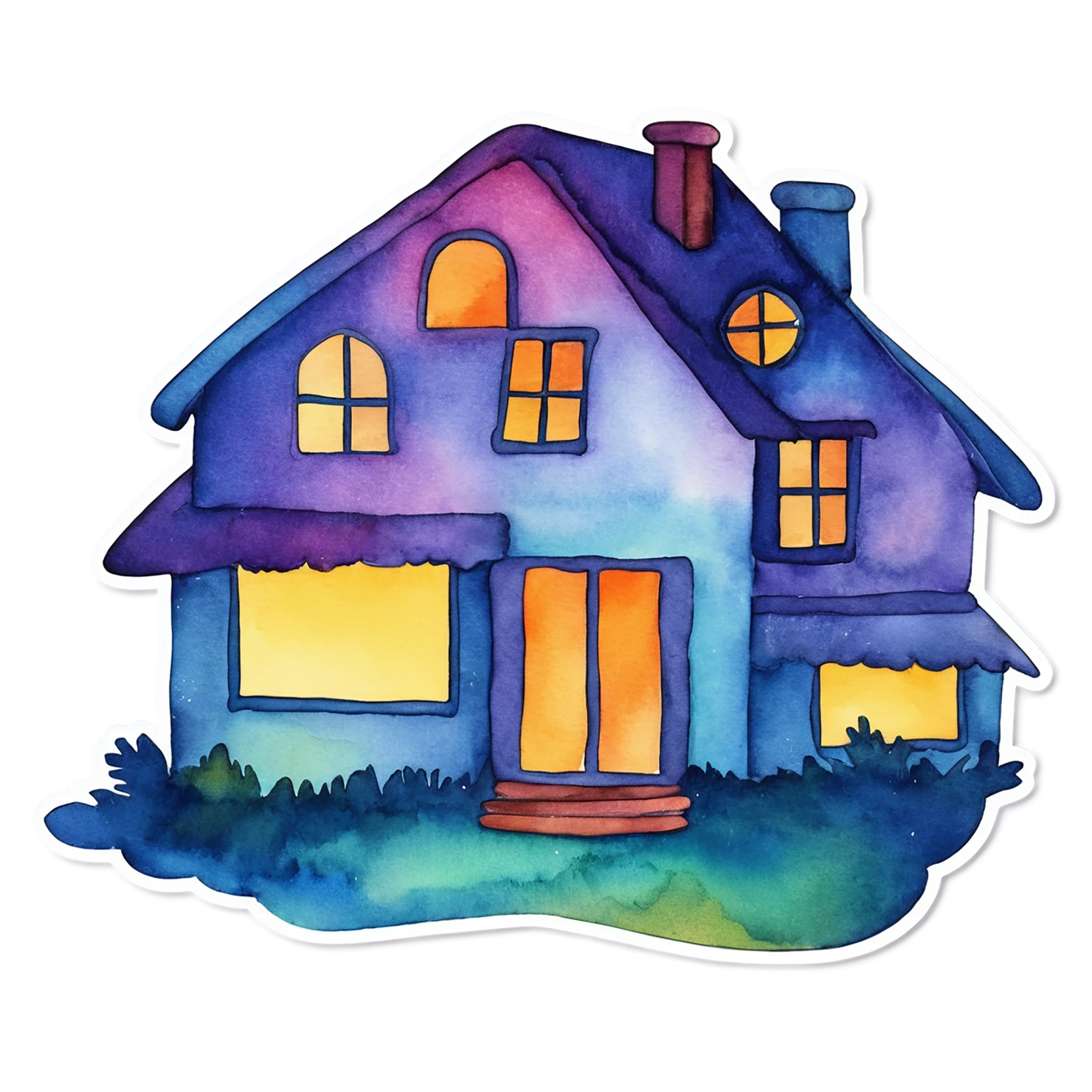 House watercolor sticker isolated on transparent background #19395