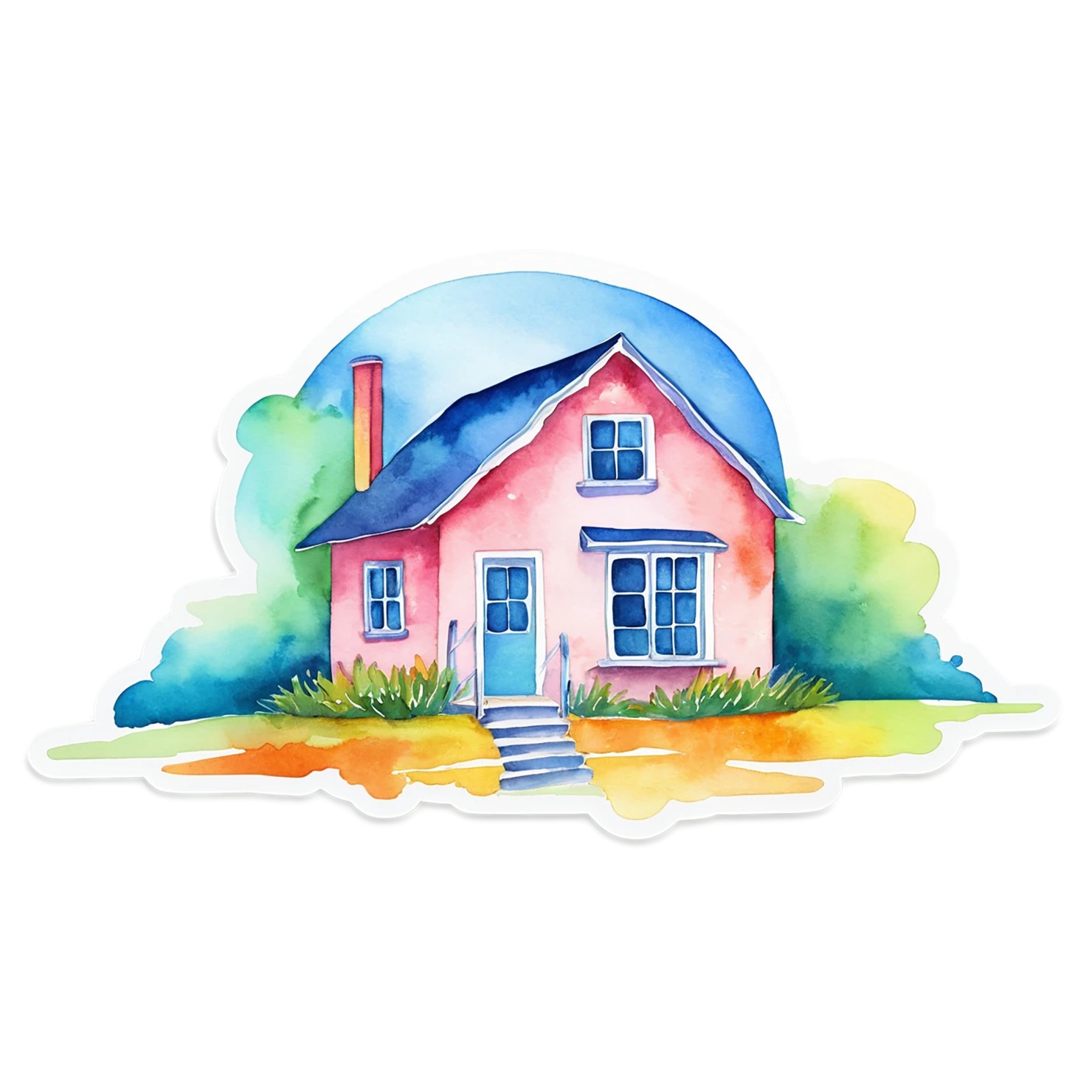 House watercolor sticker isolated on transparent background #19398
