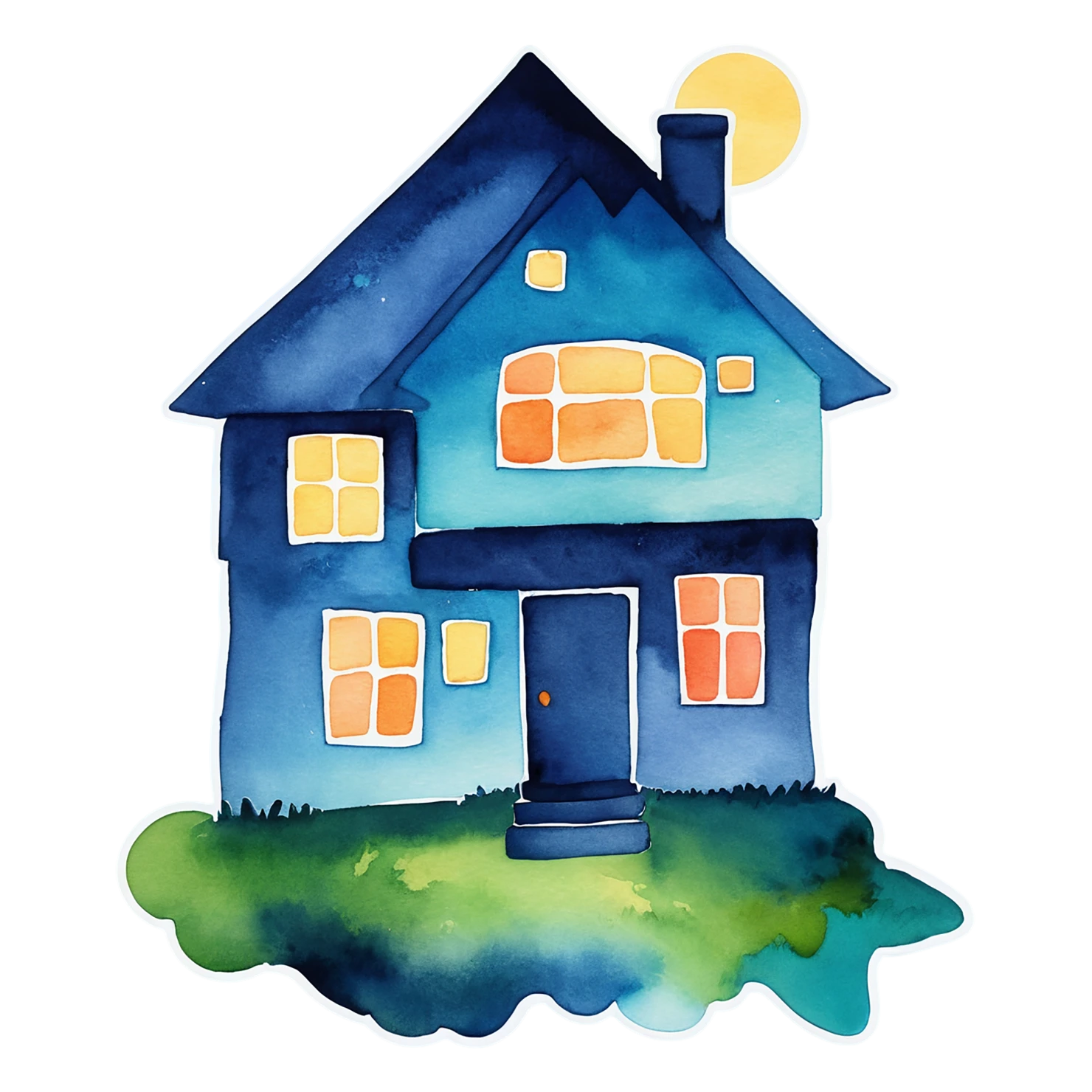 House watercolor sticker isolated on transparent background #19399