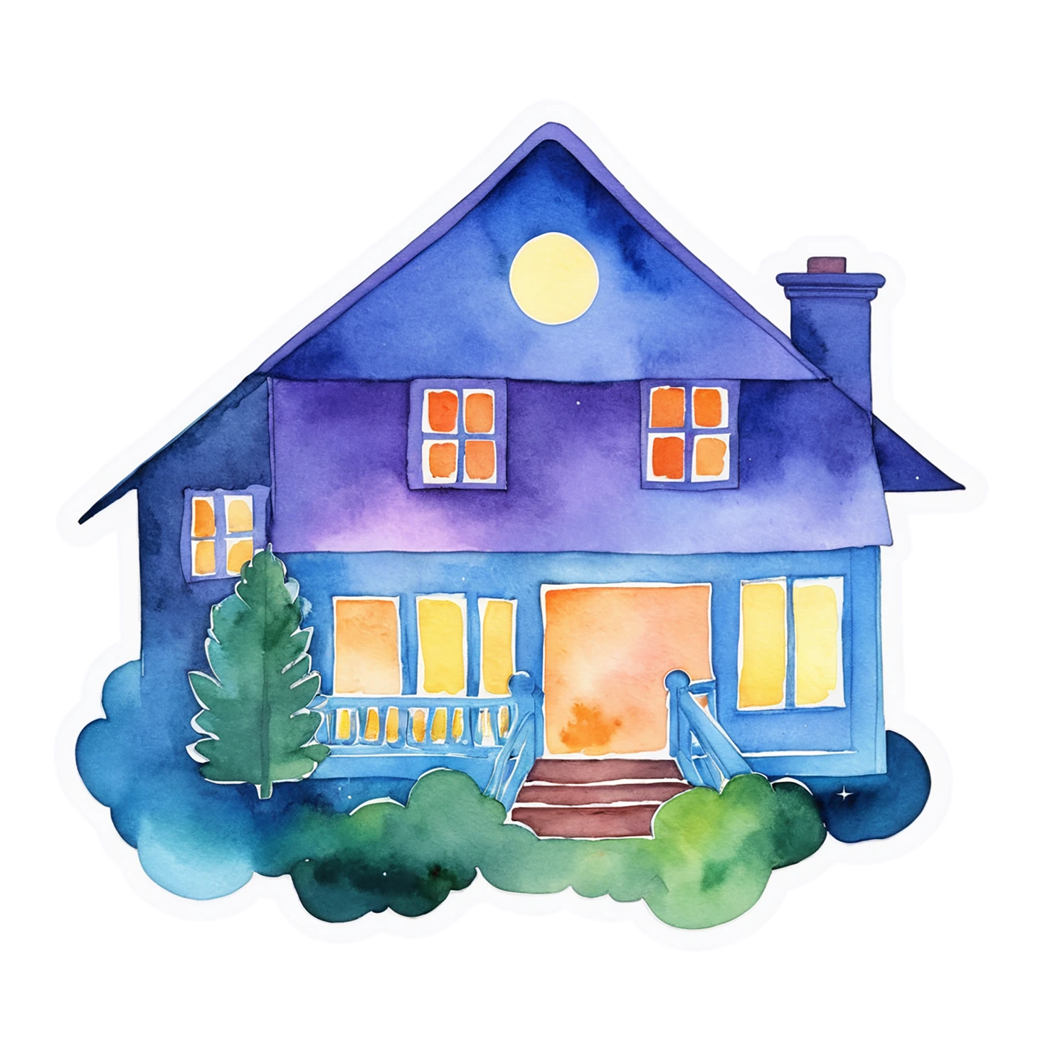 House watercolor sticker isolated on transparent background #19400