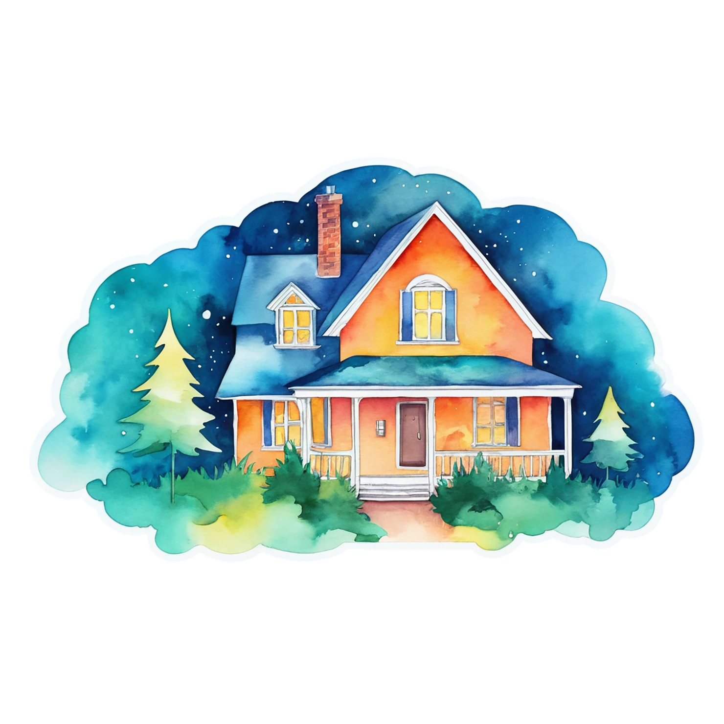 House watercolor sticker isolated on transparent background #19401