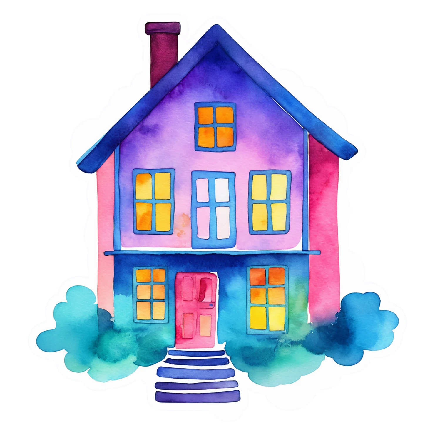 House watercolor sticker isolated on transparent background #19403