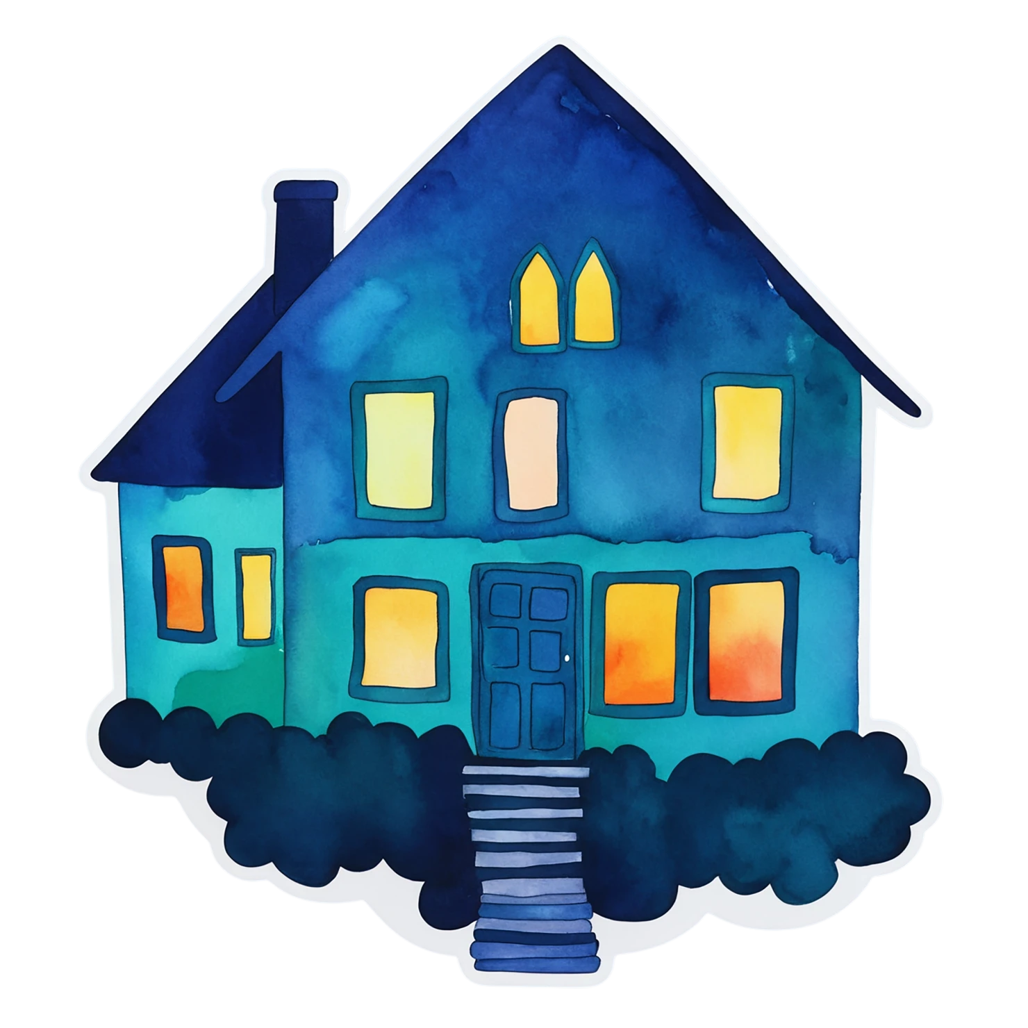 House watercolor sticker isolated on transparent background #19404