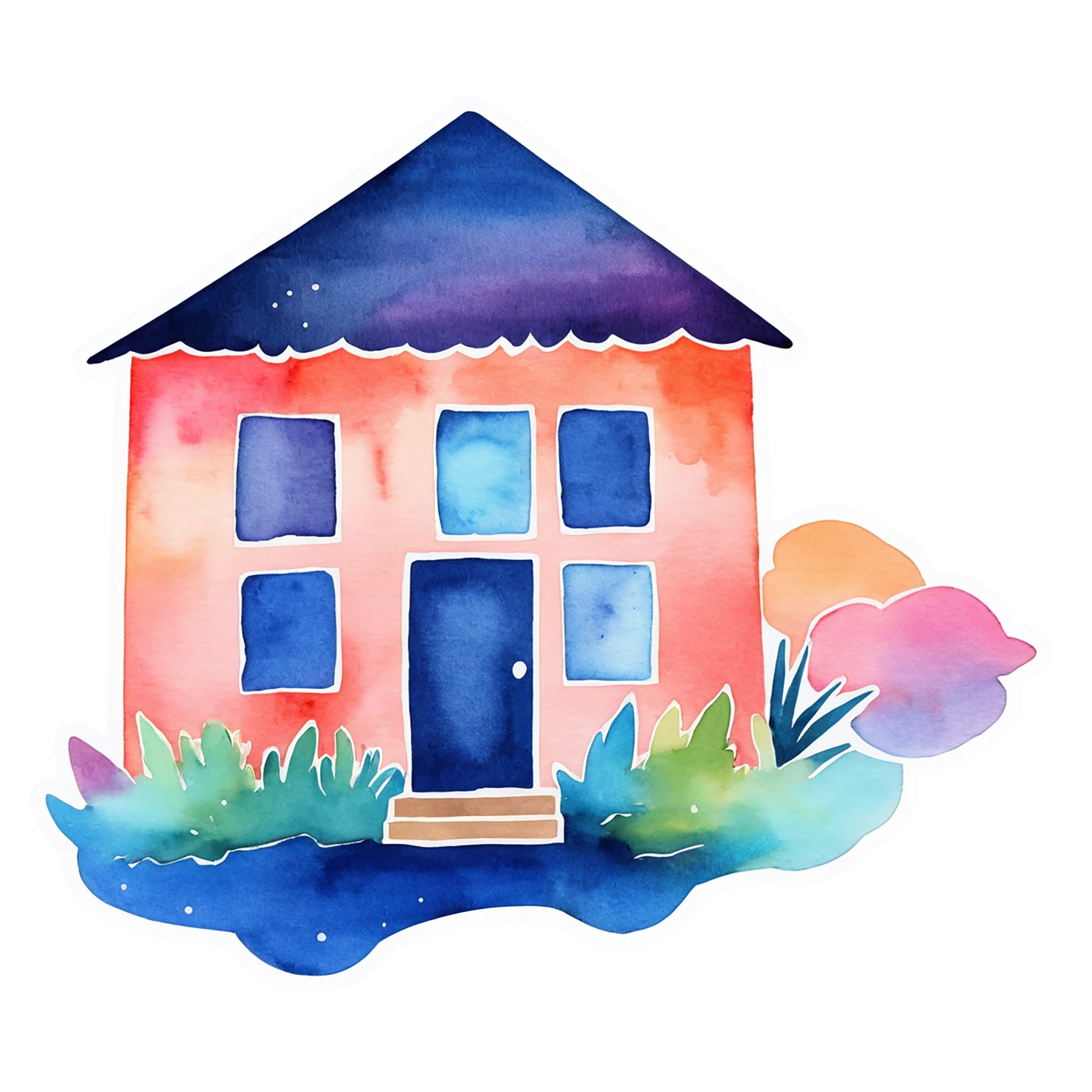 House watercolor sticker isolated on transparent background #19406