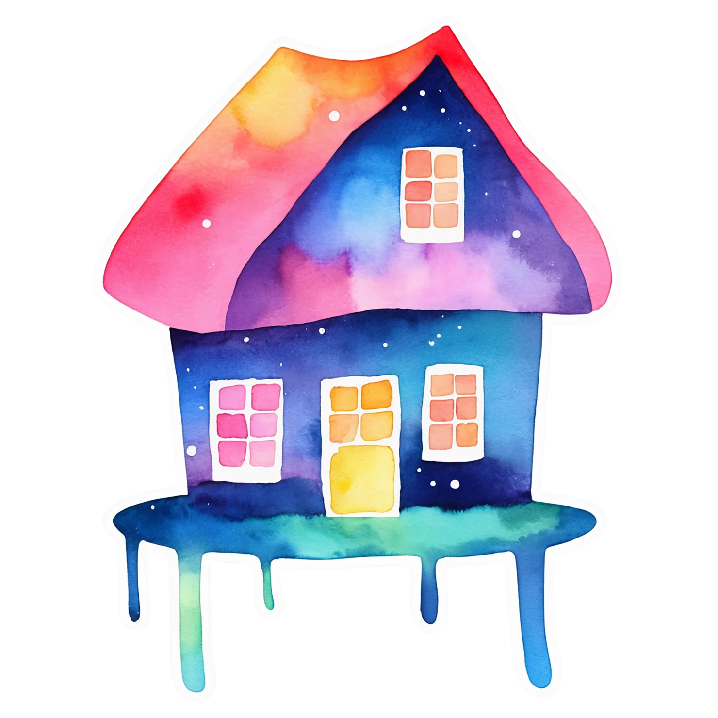House watercolor sticker isolated on transparent background #19408