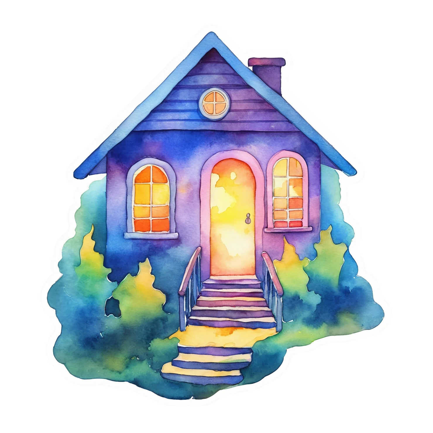 House watercolor sticker isolated on transparent background #19410