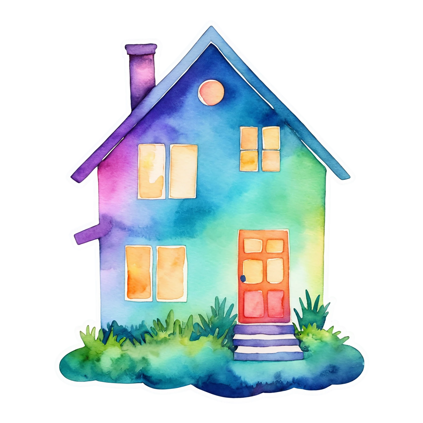 House watercolor sticker isolated on transparent background #19413