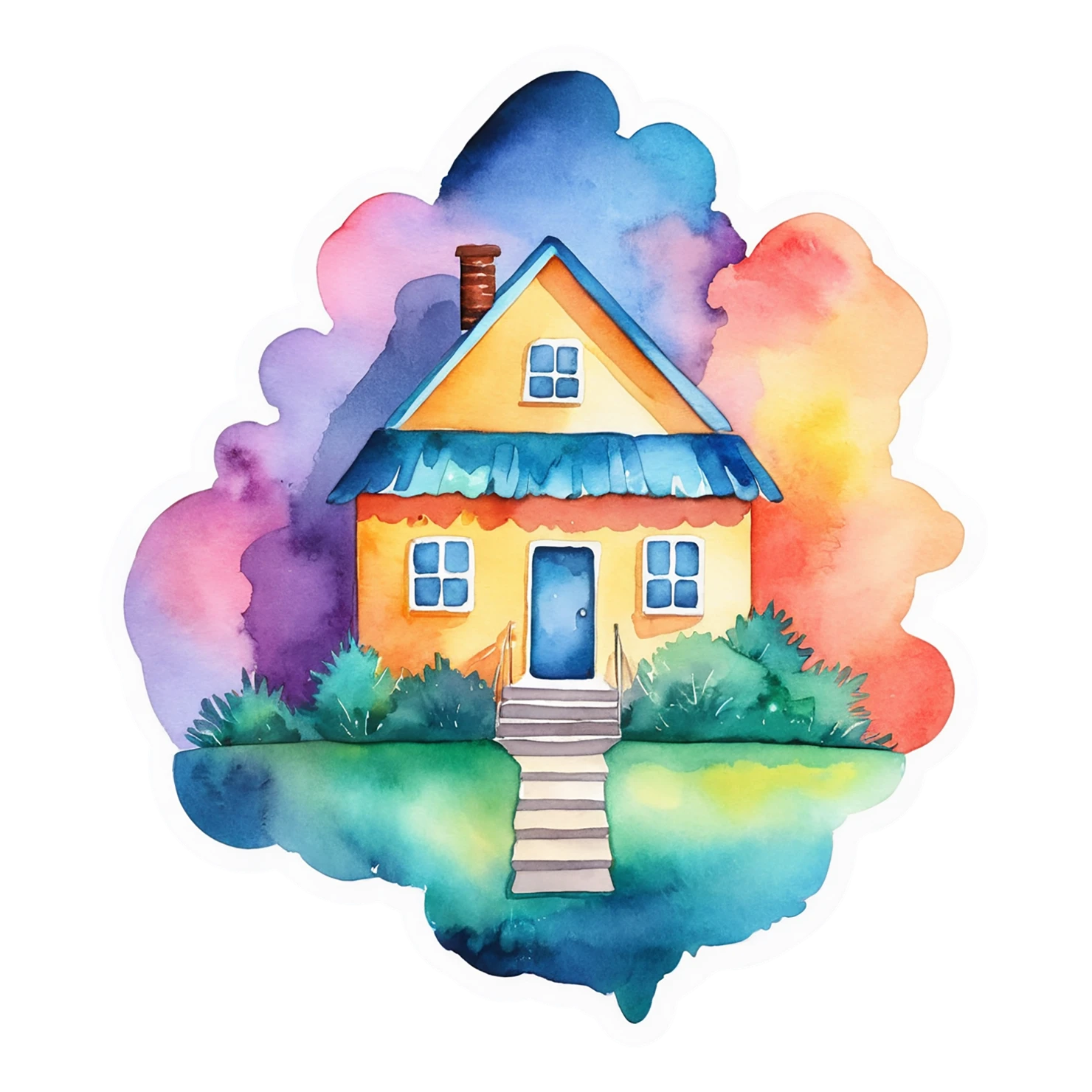 House watercolor sticker isolated on transparent background #19414