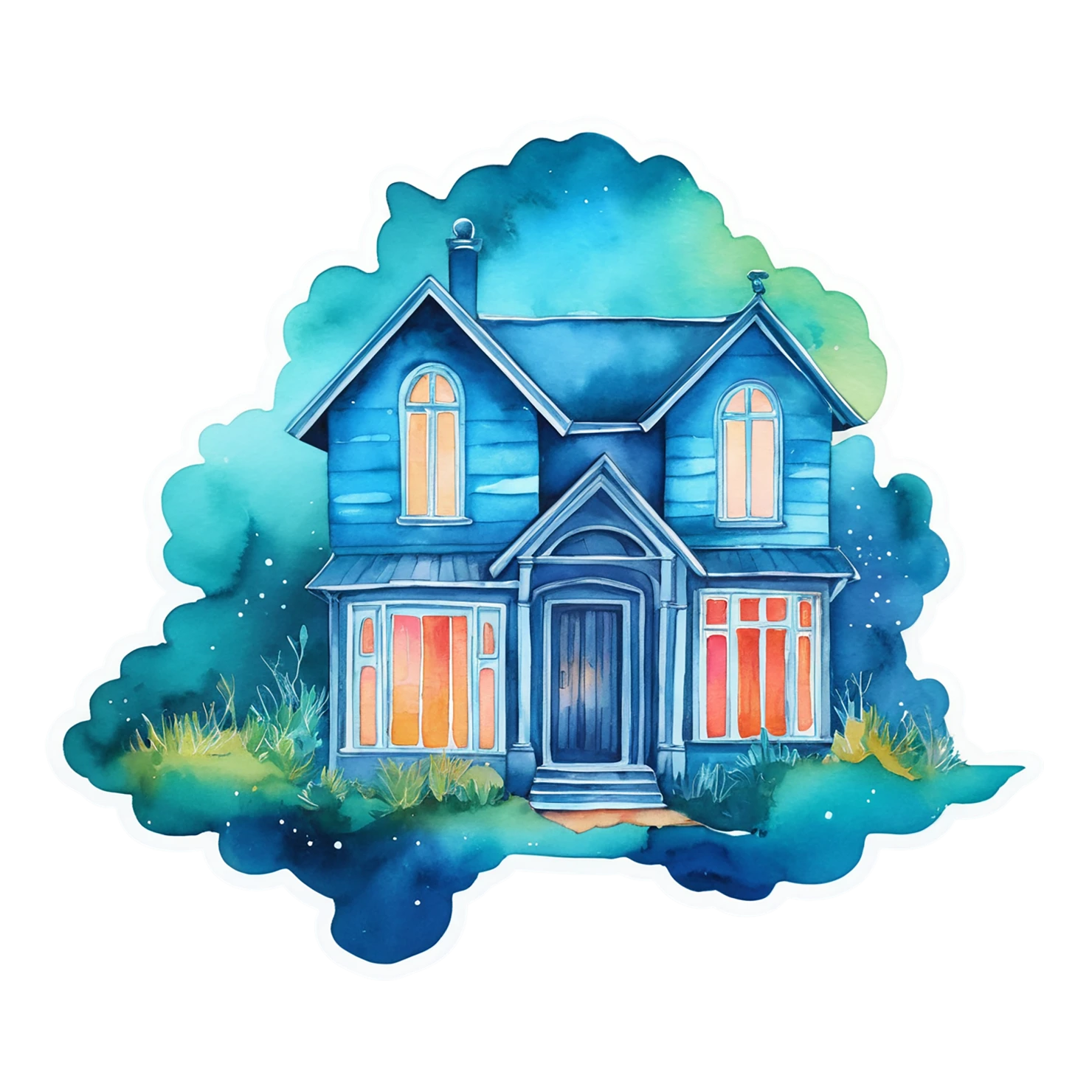 House watercolor sticker isolated on transparent background #19417