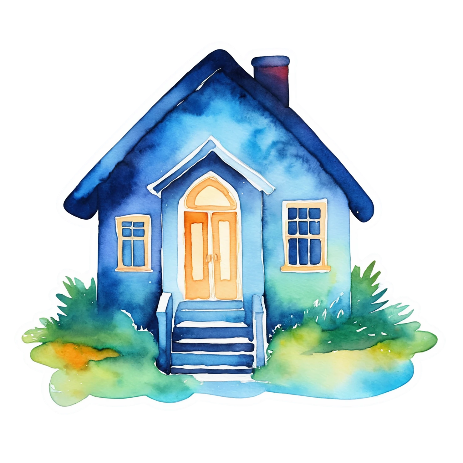 House watercolor sticker isolated on transparent background #19419