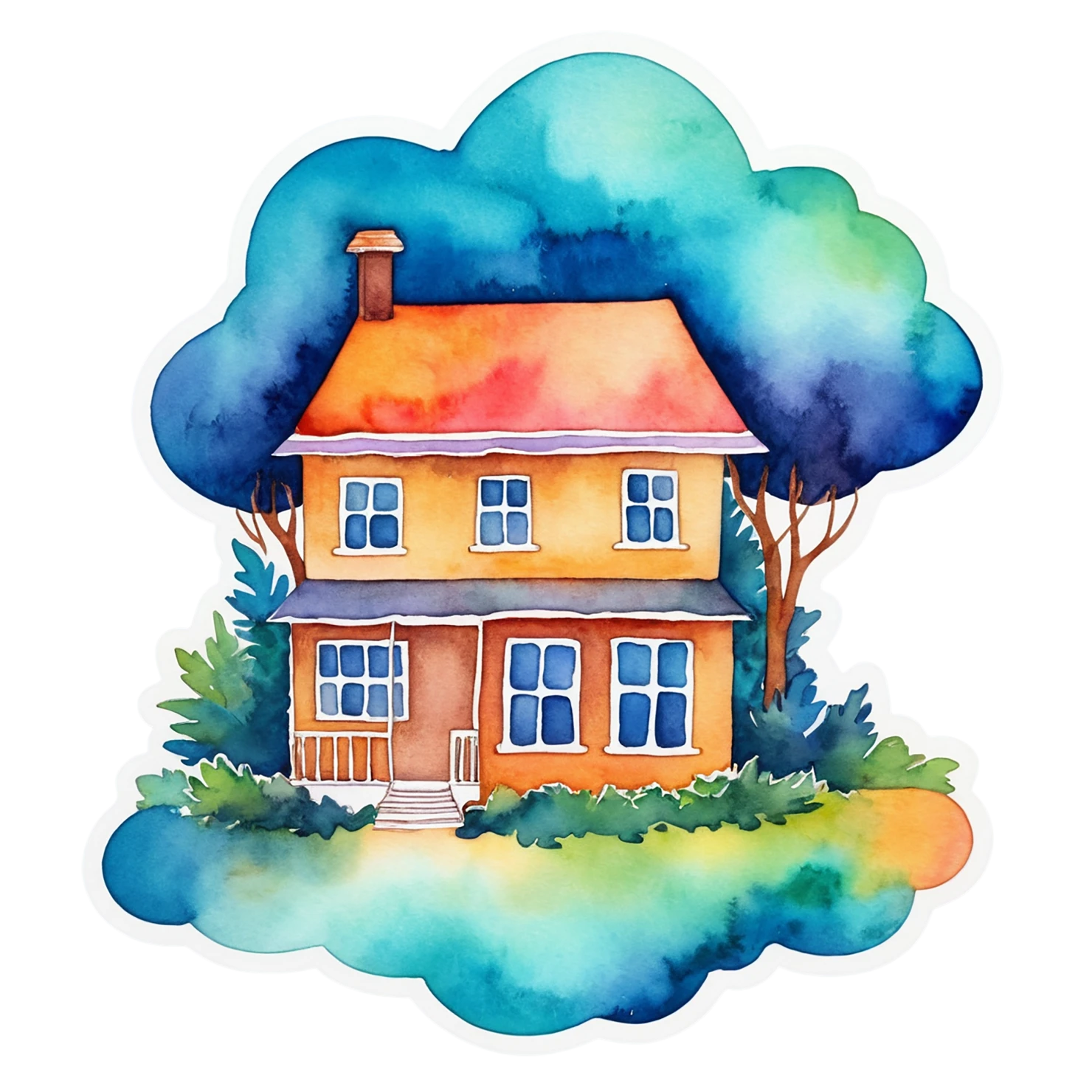 House watercolor sticker isolated on transparent background #19421