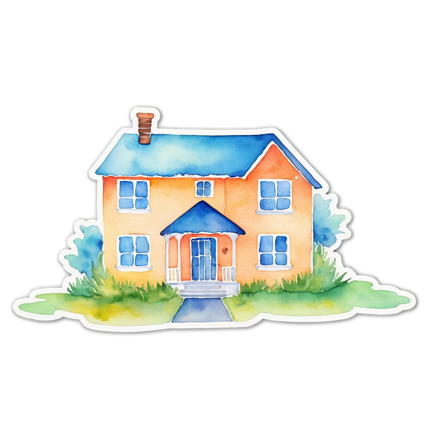House watercolor sticker isolated on transparent background #19424