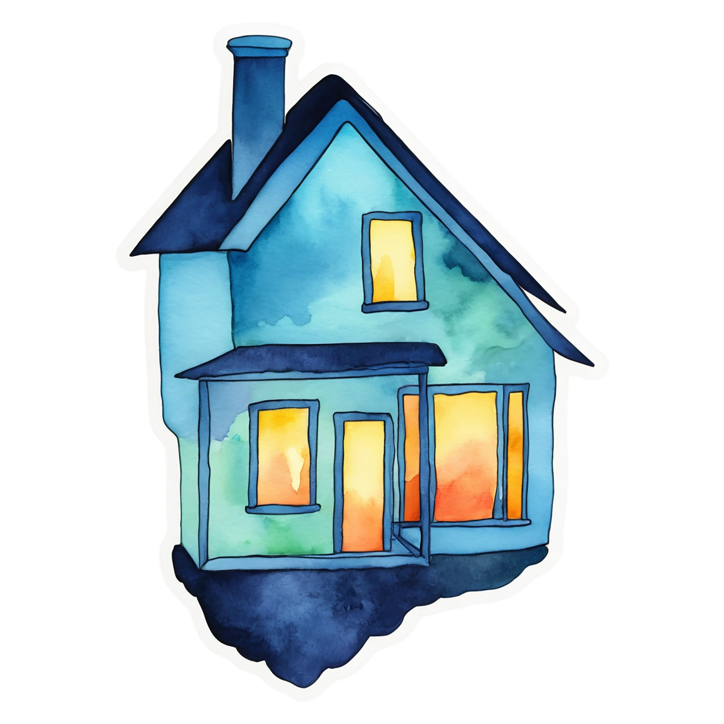 House watercolor sticker isolated on transparent background #19426