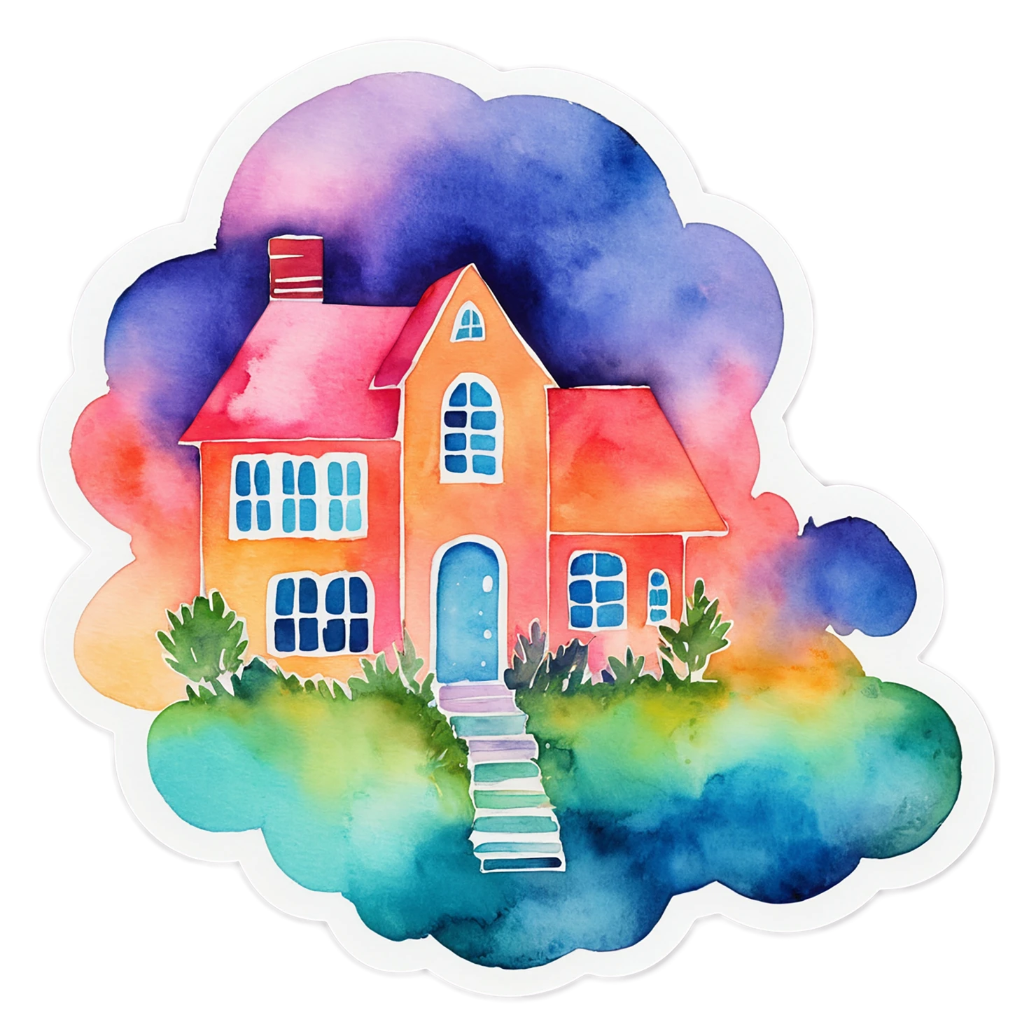 House watercolor sticker isolated on transparent background #19427