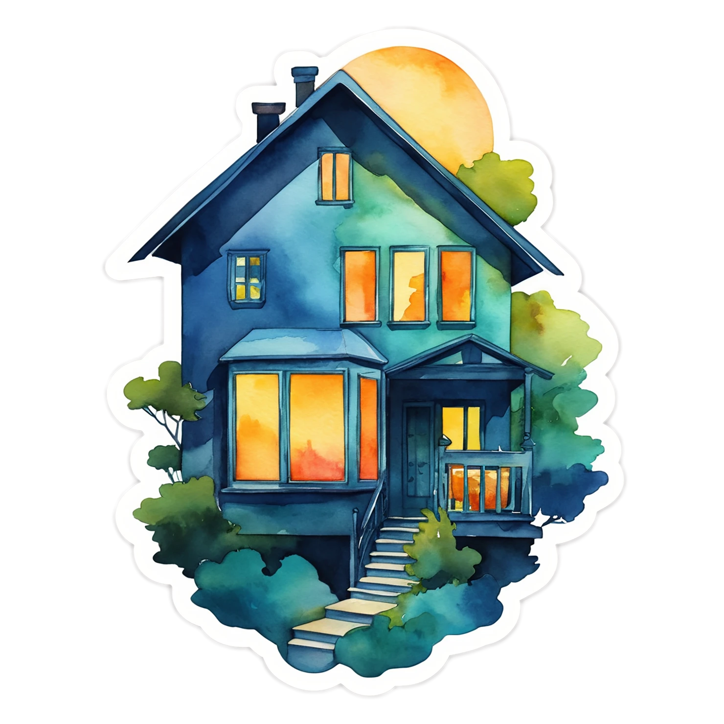 House watercolor sticker isolated on transparent background #19428