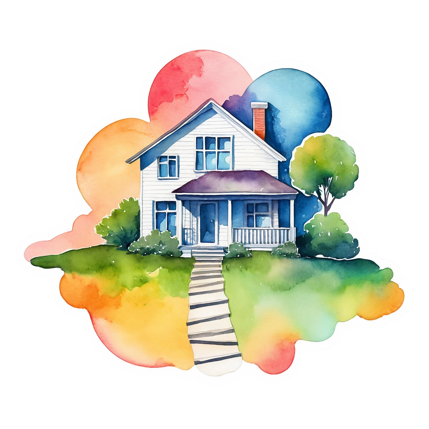 House watercolor sticker isolated on transparent background #19430