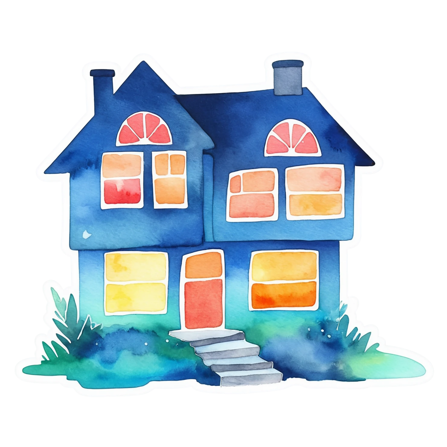 House watercolor sticker isolated on transparent background #19431