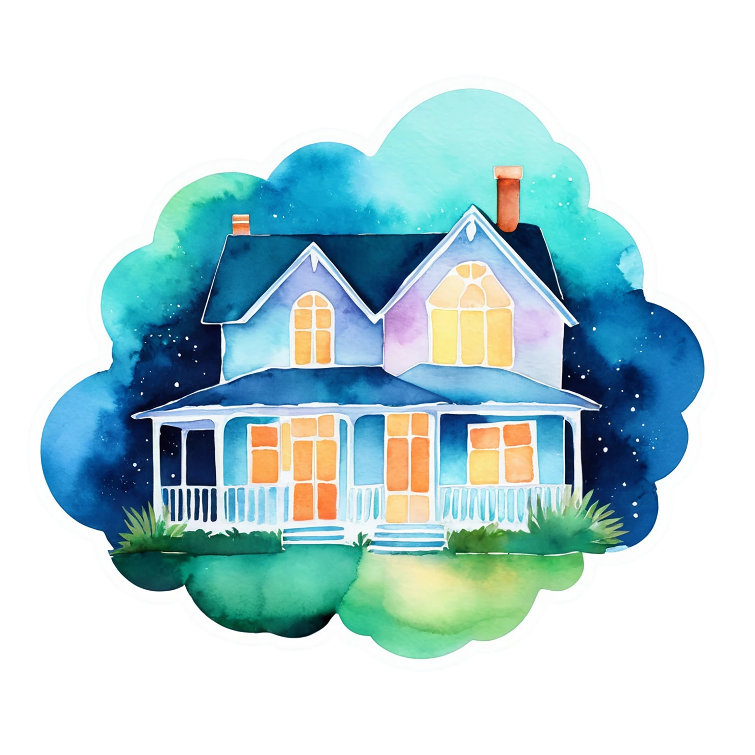 House watercolor sticker isolated on transparent background #19432
