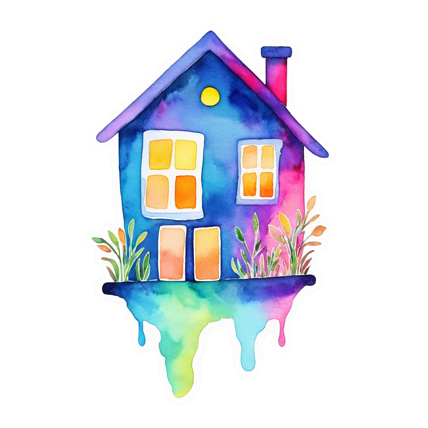 House watercolor sticker isolated on transparent background #19433