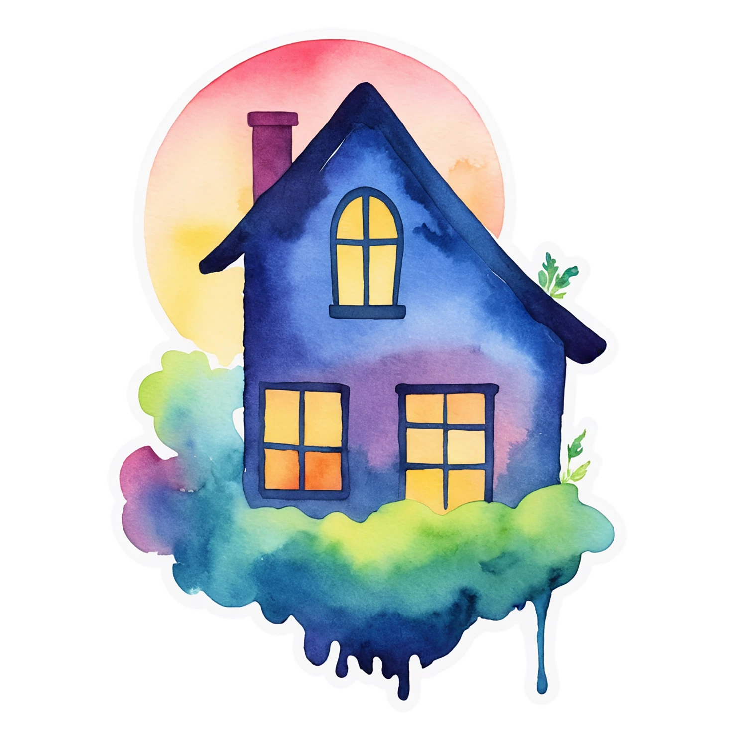 House watercolor sticker isolated on transparent background #19434
