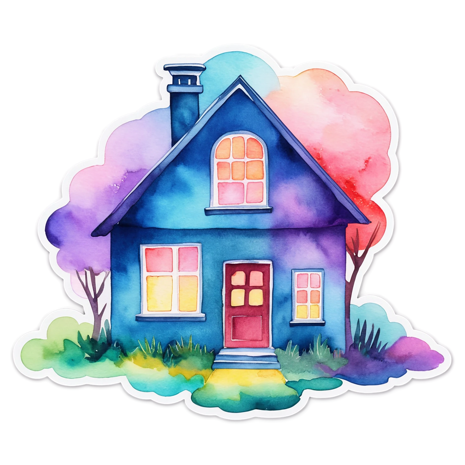 House watercolor sticker isolated on transparent background #19435