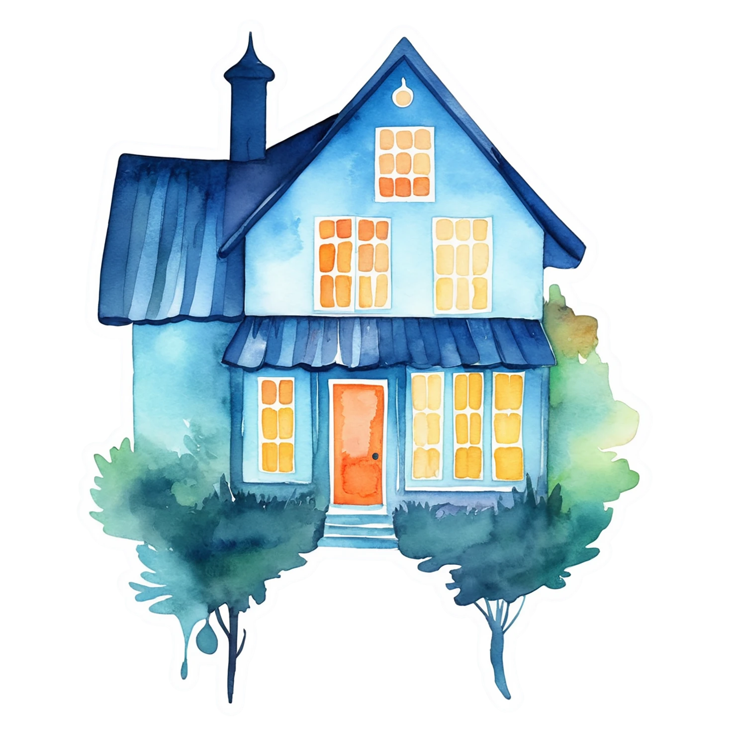 House watercolor sticker isolated on transparent background #19436