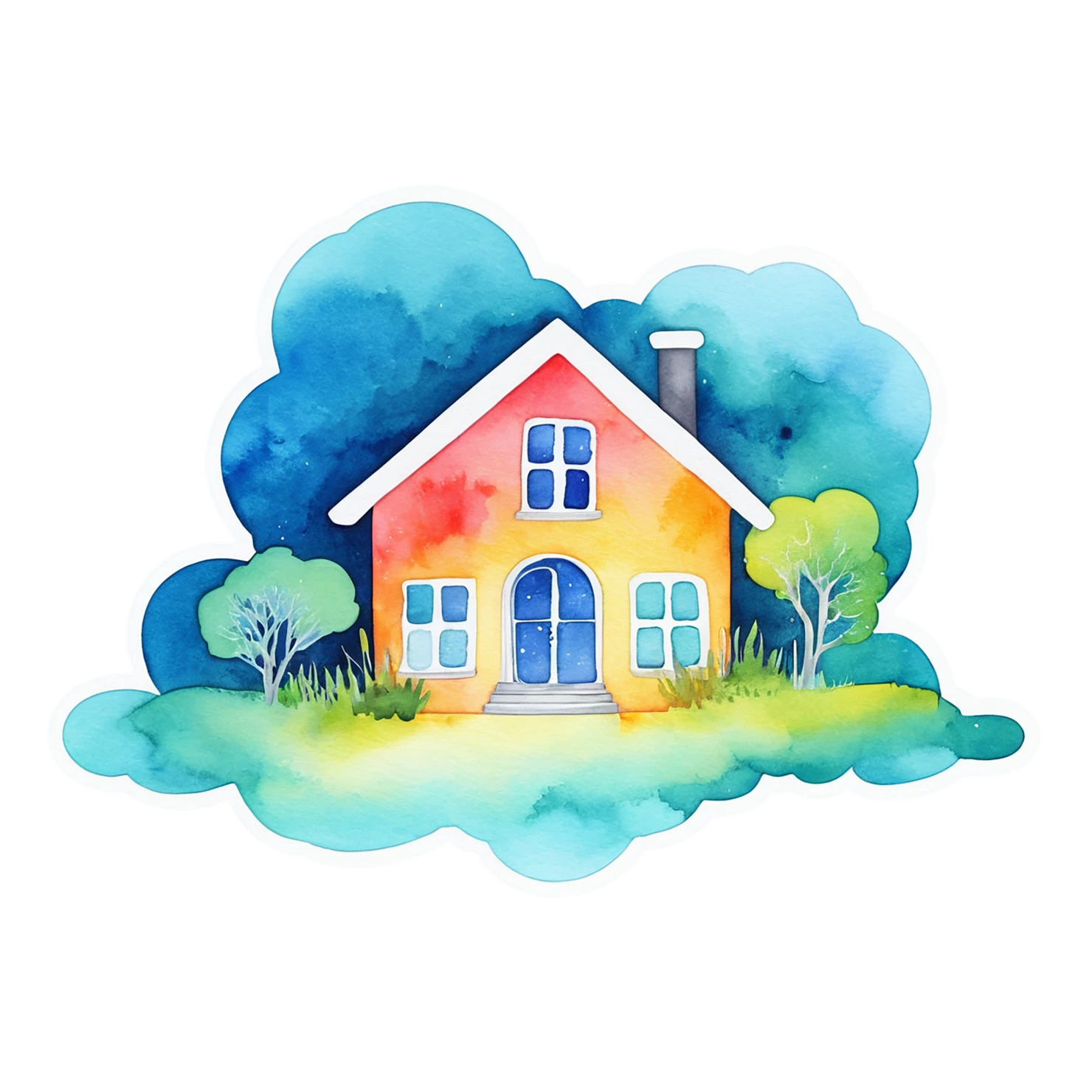 House watercolor sticker isolated on transparent background #19438