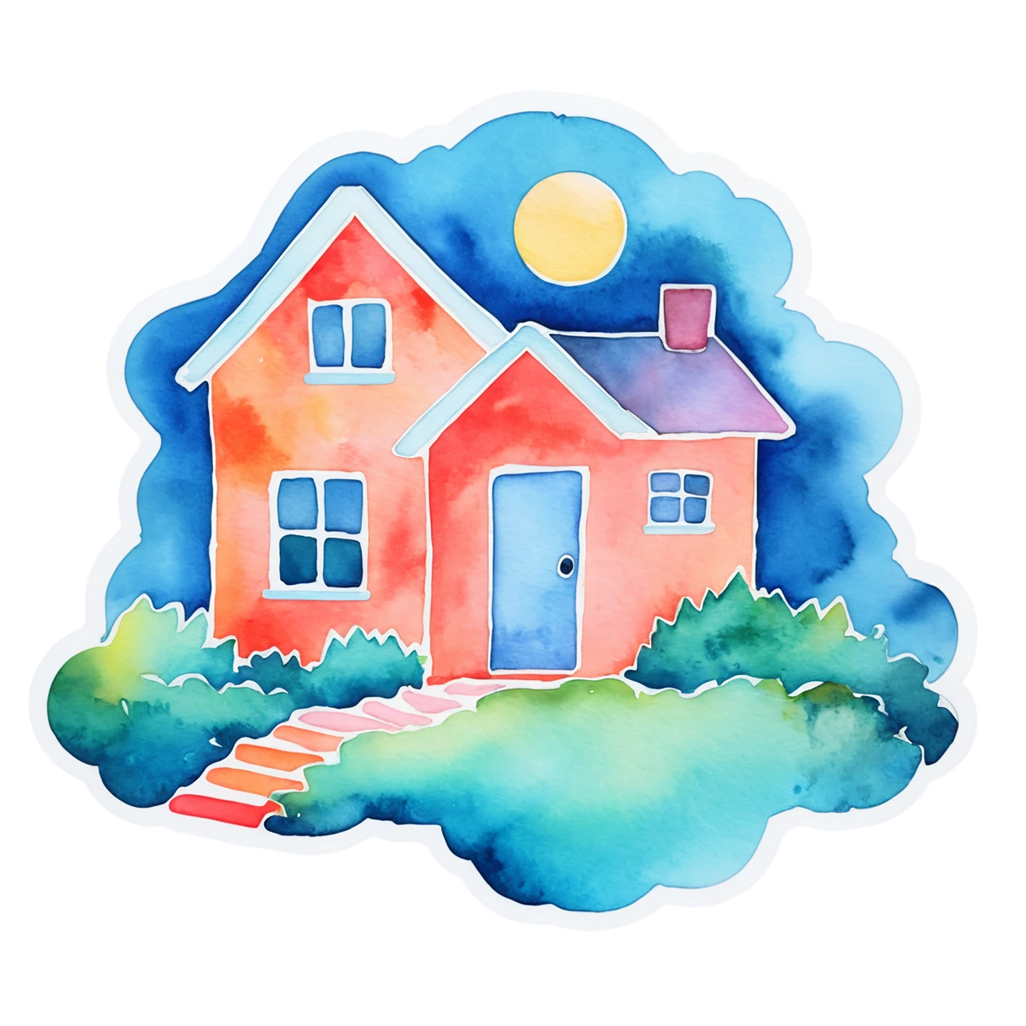 House watercolor sticker isolated on transparent background #19439