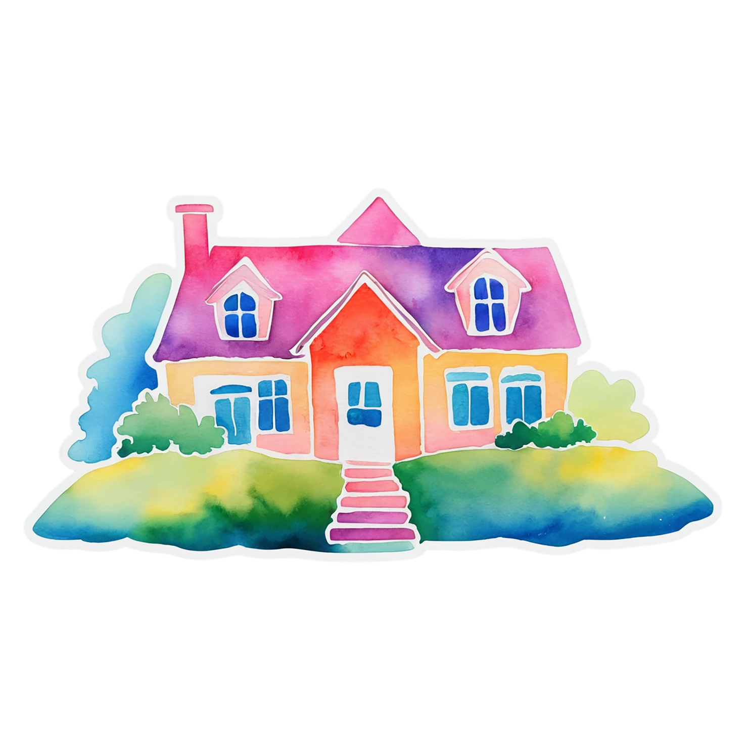 House watercolor sticker isolated on transparent background #19441