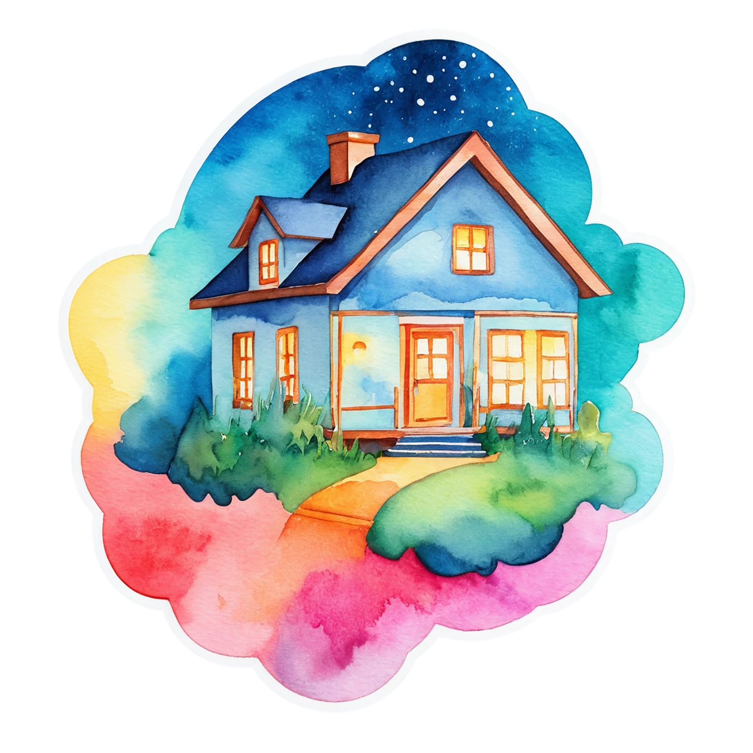 House watercolor sticker isolated on transparent background #19443