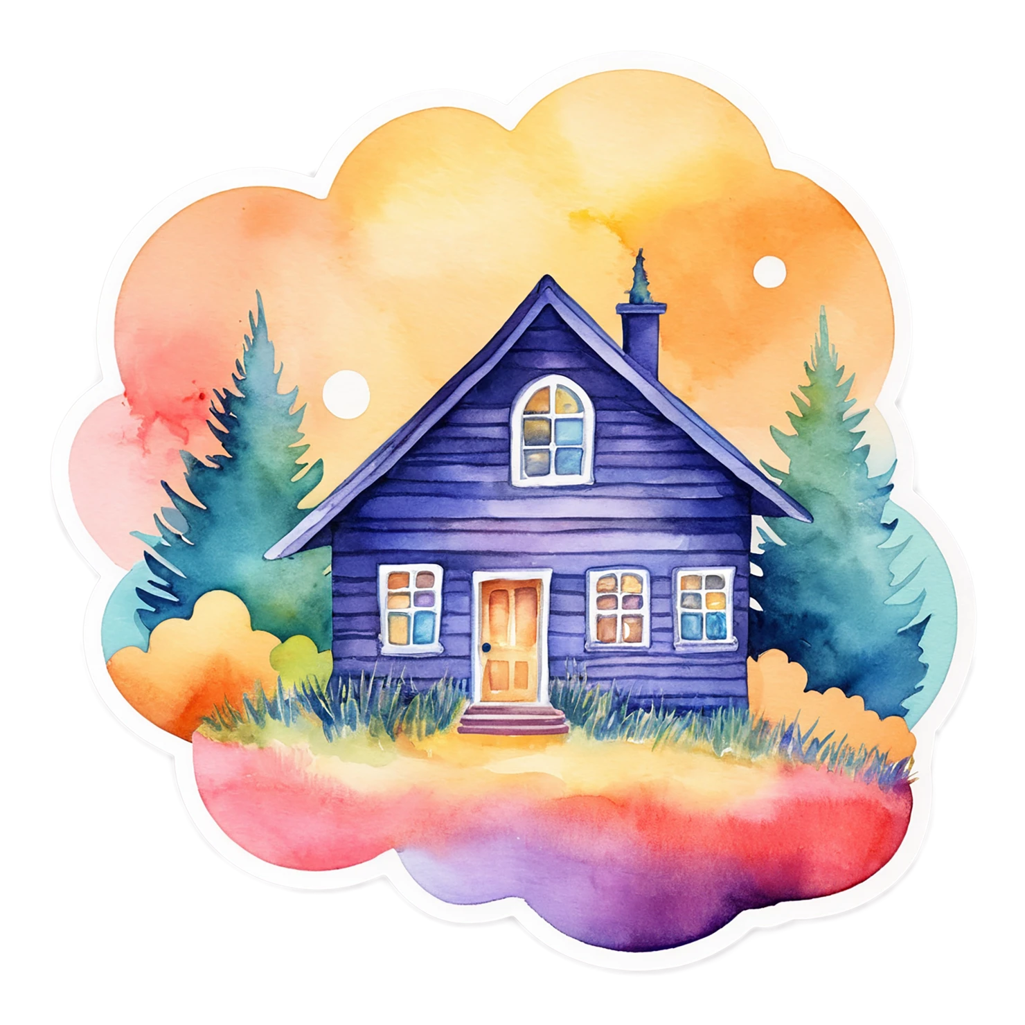House watercolor sticker isolated on transparent background #19446