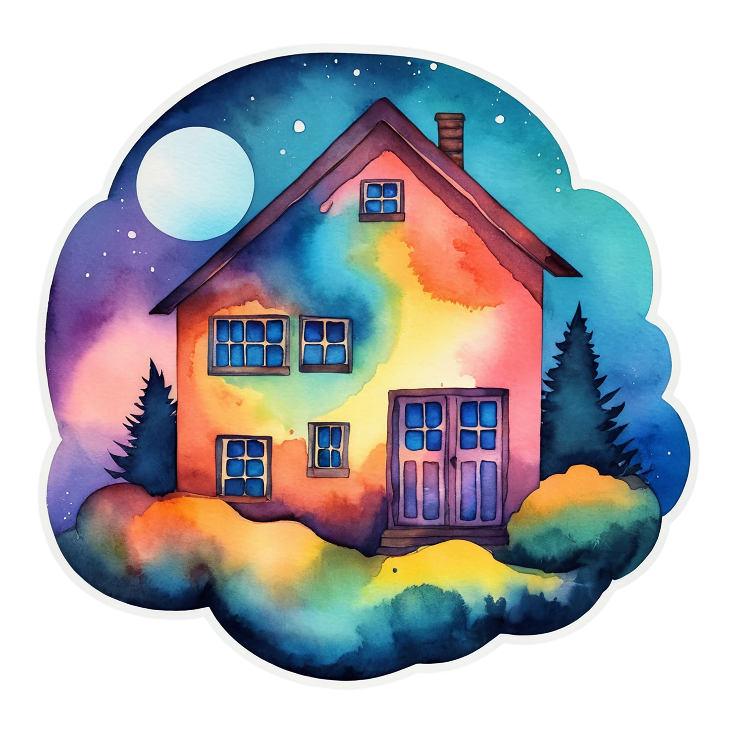 House watercolor sticker isolated on transparent background #19447