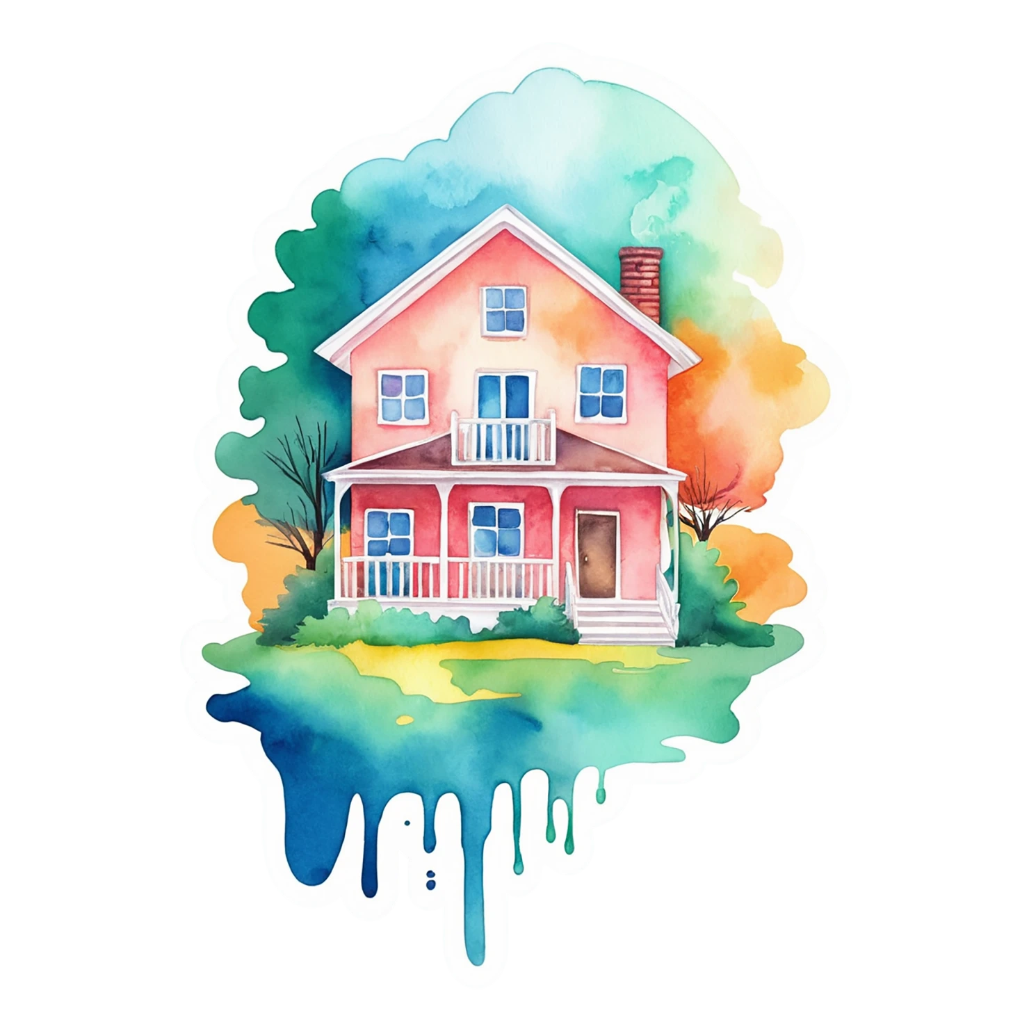 House watercolor sticker isolated on transparent background #19451