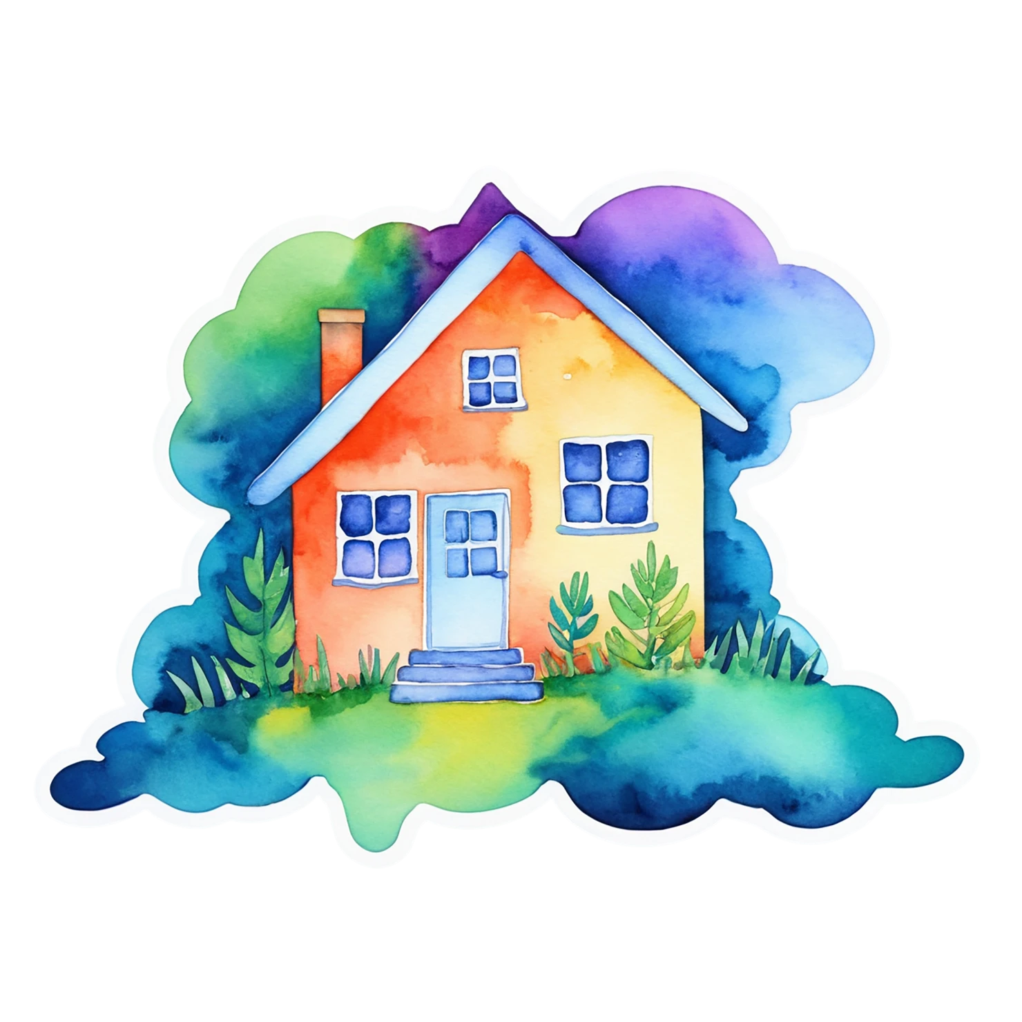 House watercolor sticker isolated on transparent background #19452