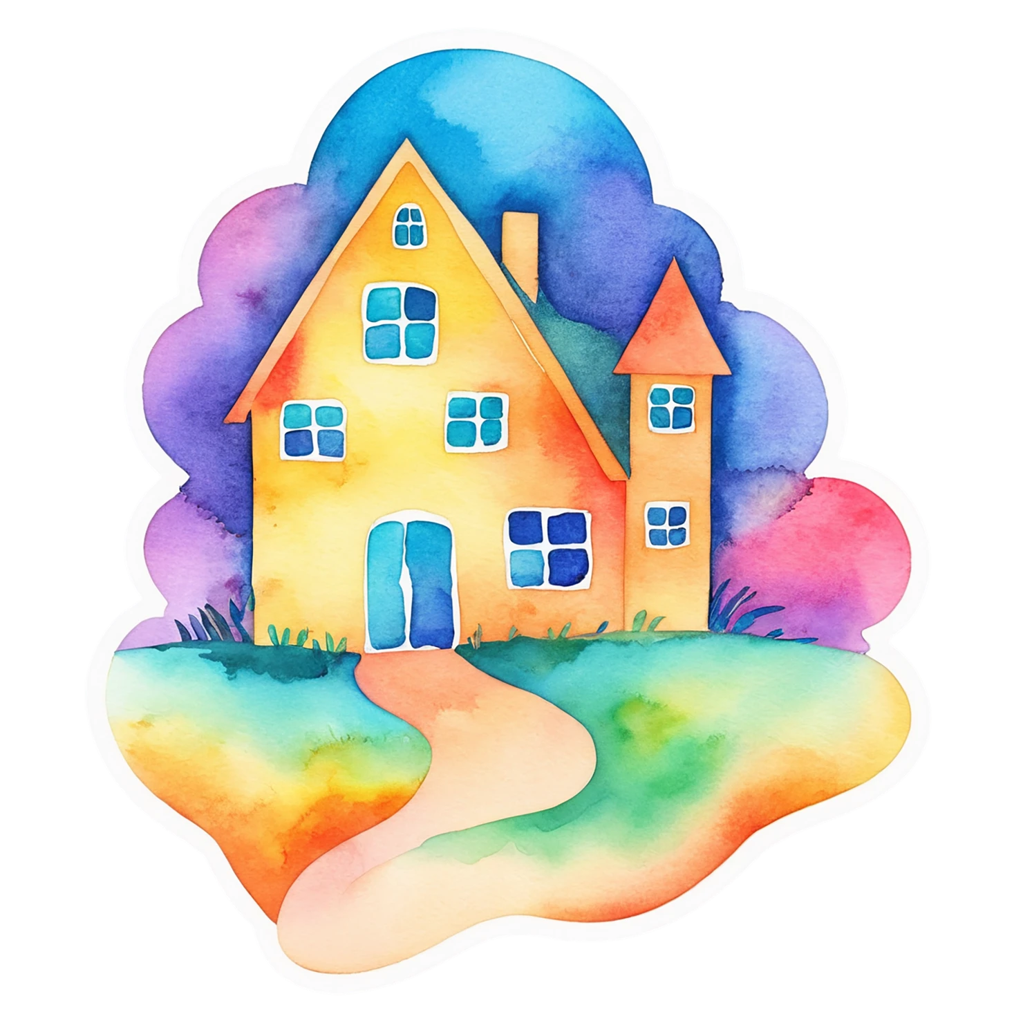 House watercolor sticker isolated on transparent background #19454