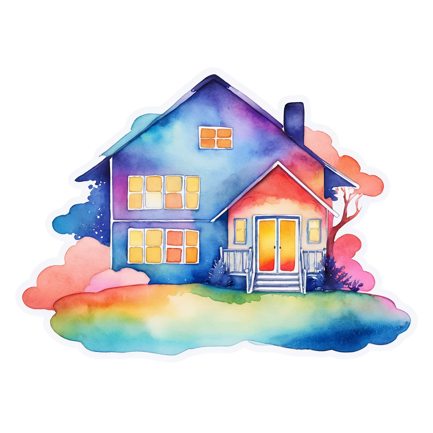 House watercolor sticker isolated on transparent background #19455