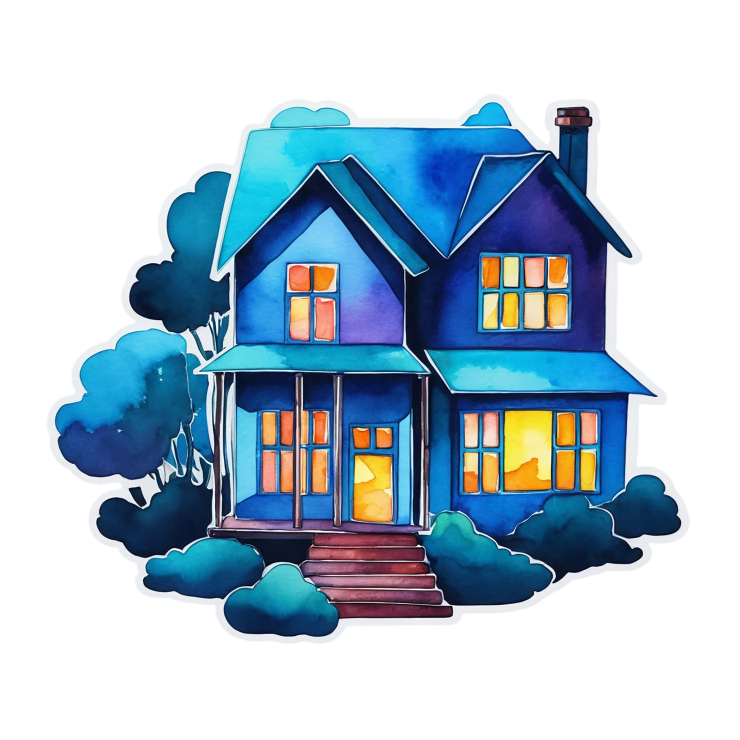House watercolor sticker isolated on transparent background #19458