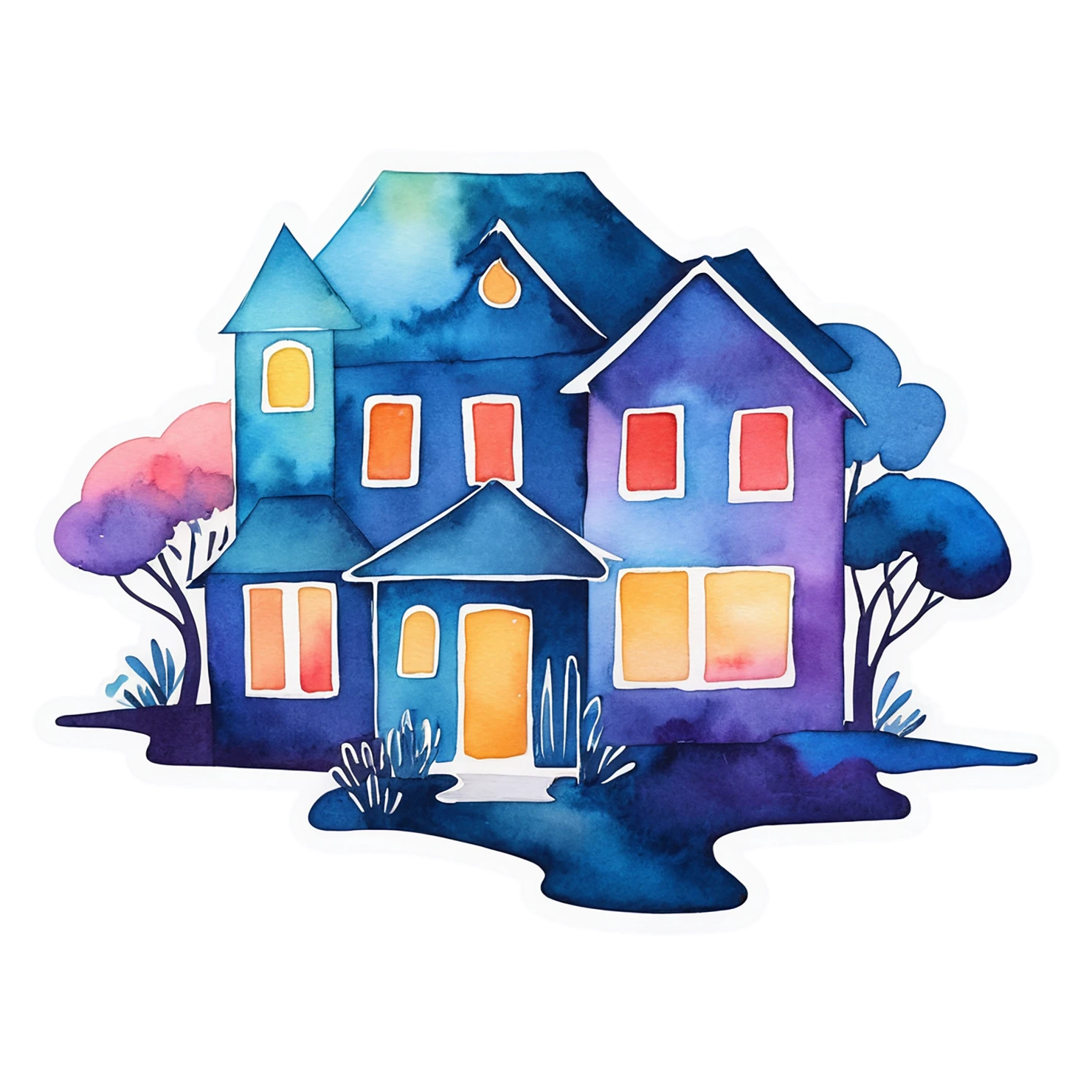 House watercolor sticker isolated on transparent background #19460