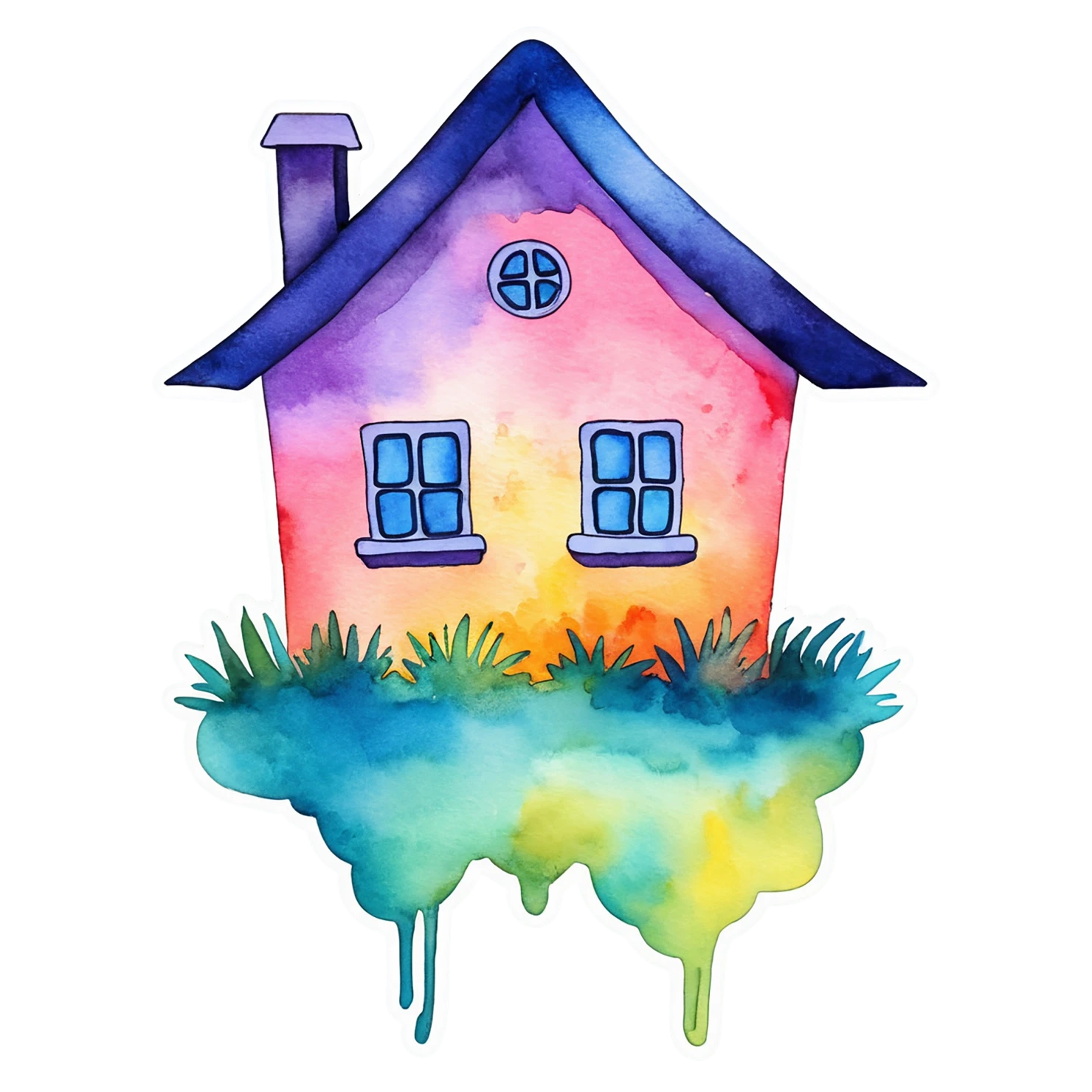 House watercolor sticker isolated on transparent background #19461